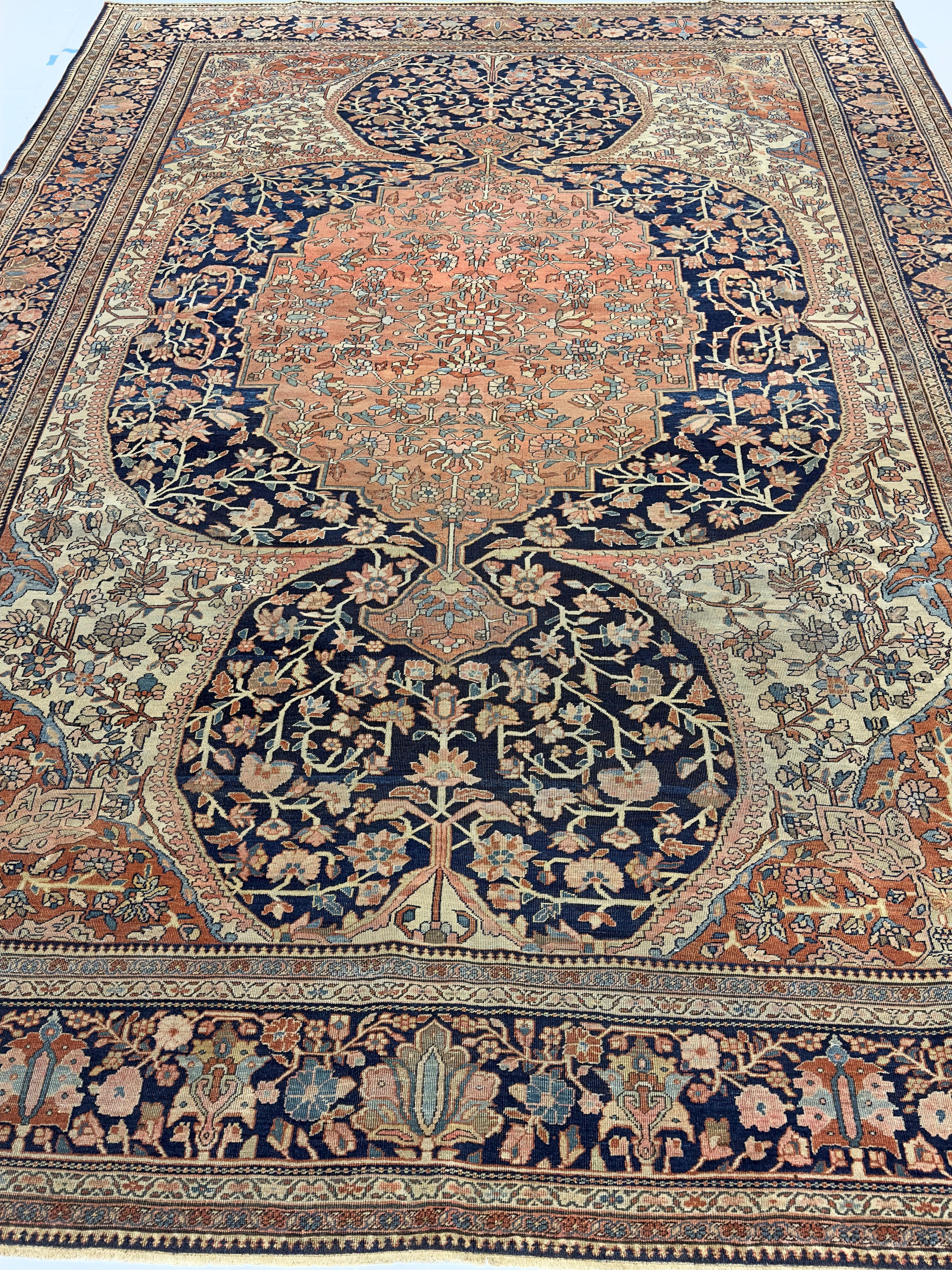 Antique Tapis Persan Sarouk Farahan 9'4