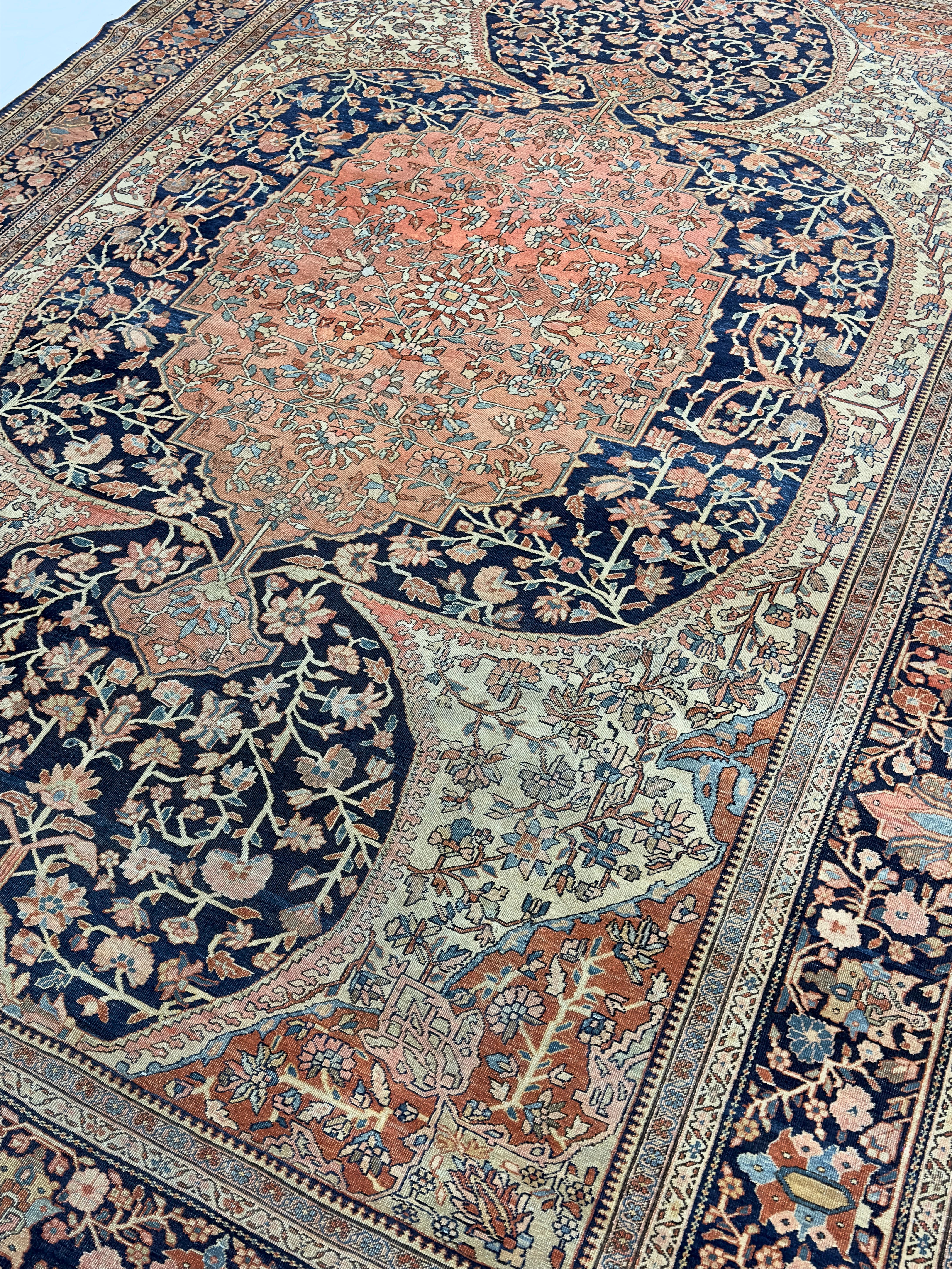 Antique Tapis Persan Sarouk Farahan 9'4