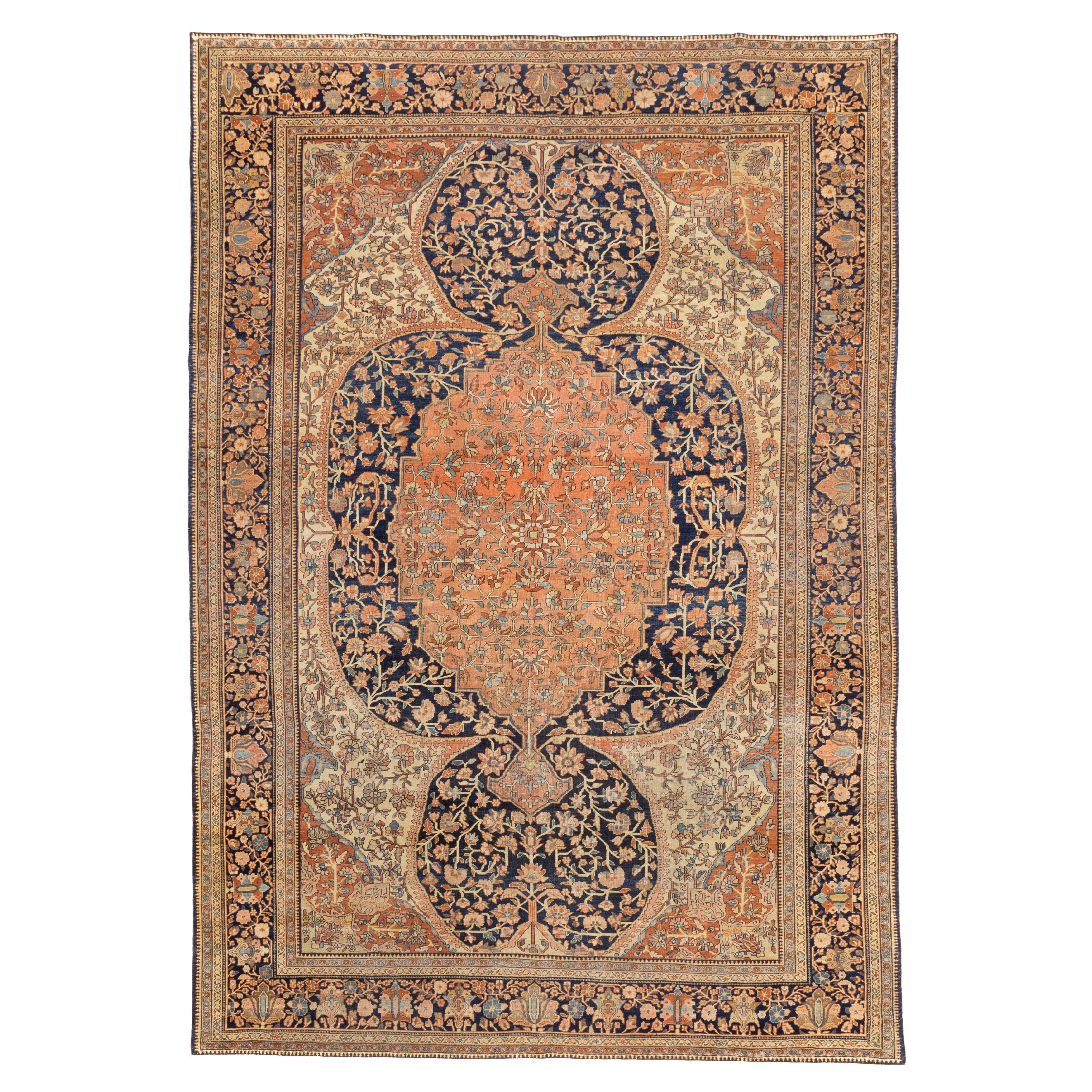 Antique Tapis Persan Sarouk Farahan 9'4" x 12'1" en vente