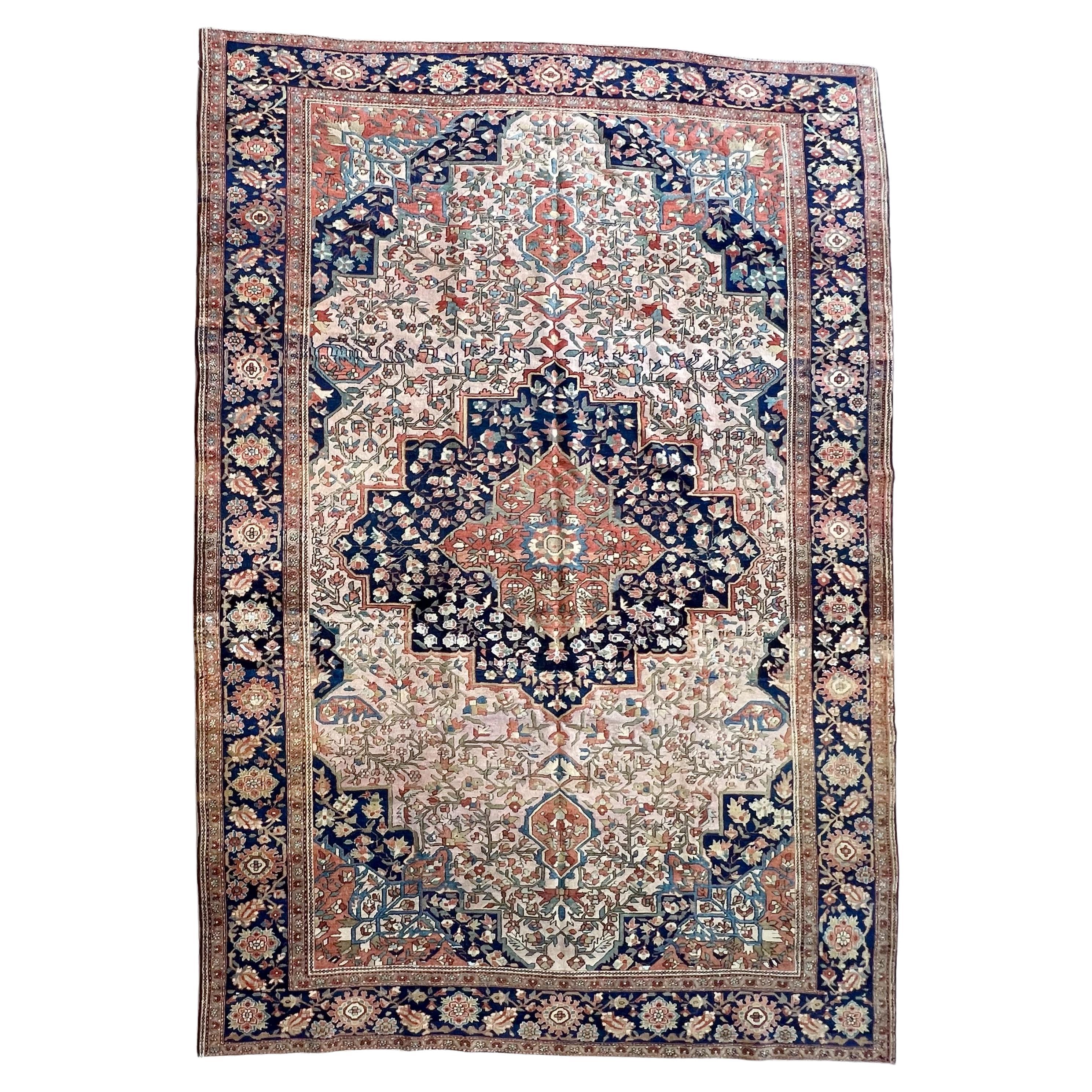 Antique Persian Farahan Sarouk Rug For Sale