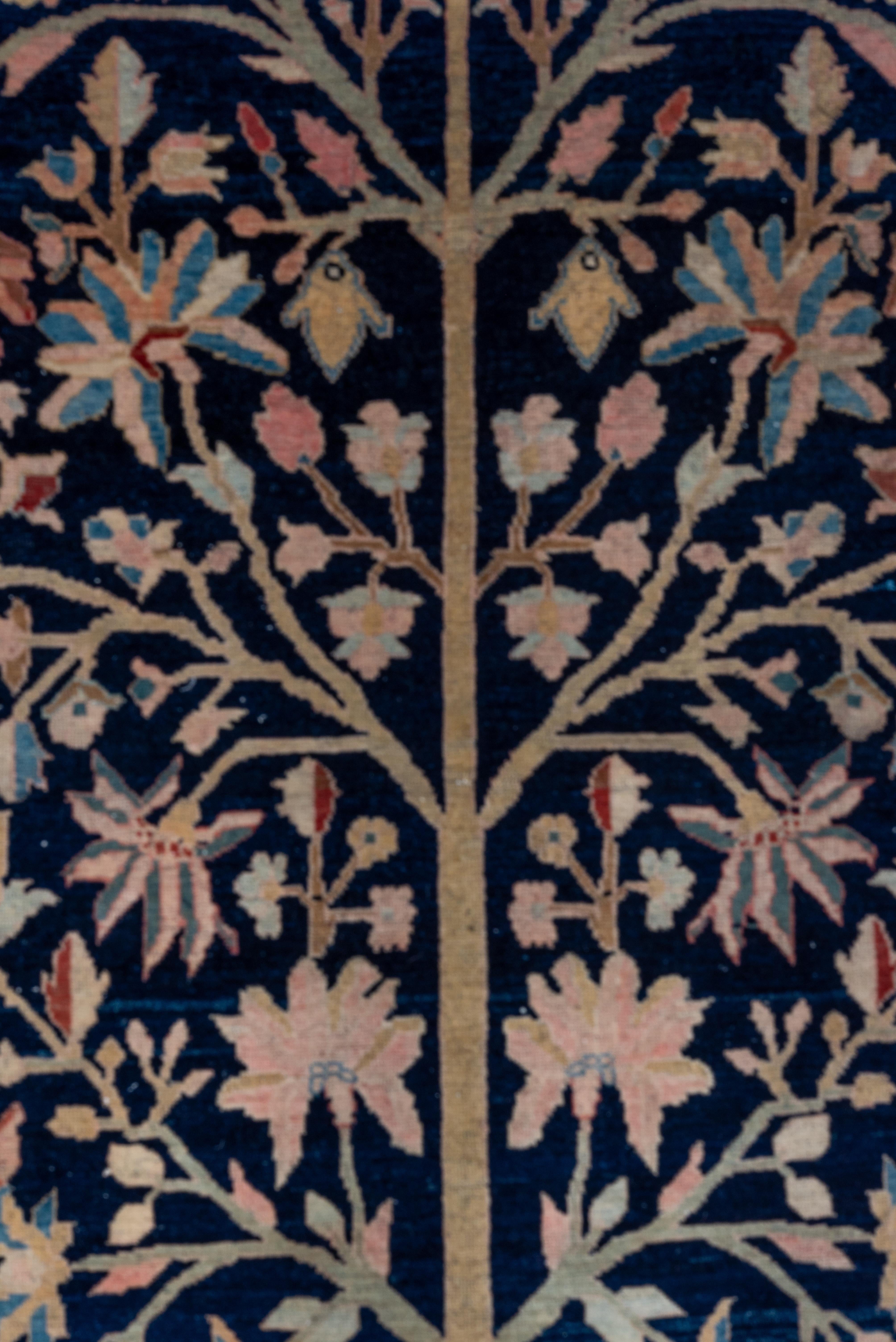 19th Century Antique Persian Farahan Sarouk Rug, Tree of Life Design, Pink and Teal Accents For Sale