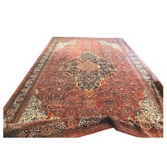 Antique Persian Farahan 16X26 Rust, Ivory & Blue Handmade Palace Sized Rug