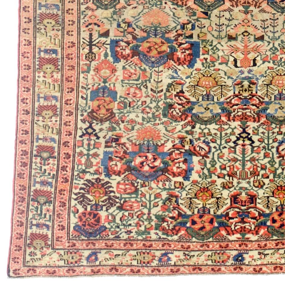 Antike persische Farahan Zeleh Sultan Design Teppich 3'11 x 6'3 (Handgeknüpft) im Angebot