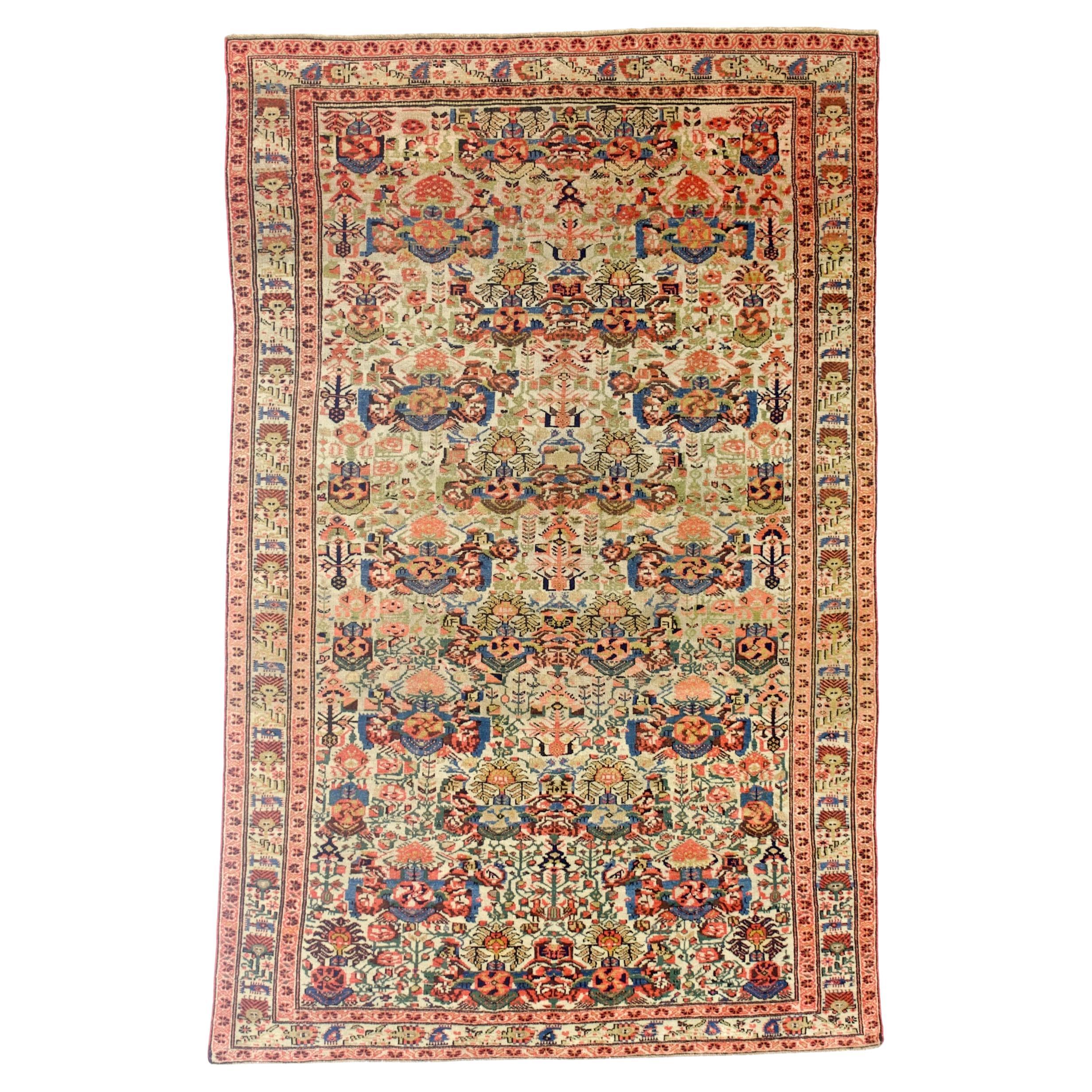 Antique Persian Farahan Zeleh Sultan Design Rug 3’11” x 6’3”