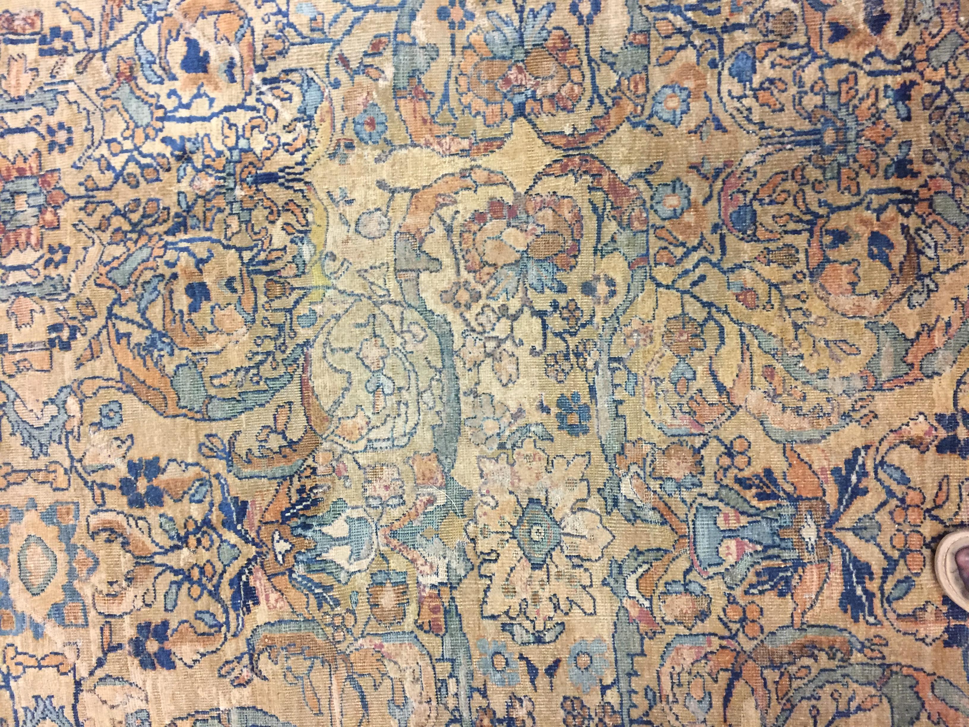 Wool Antique Persian Feraghan Rug, circa 1890, 7'9 x 11'3 For Sale