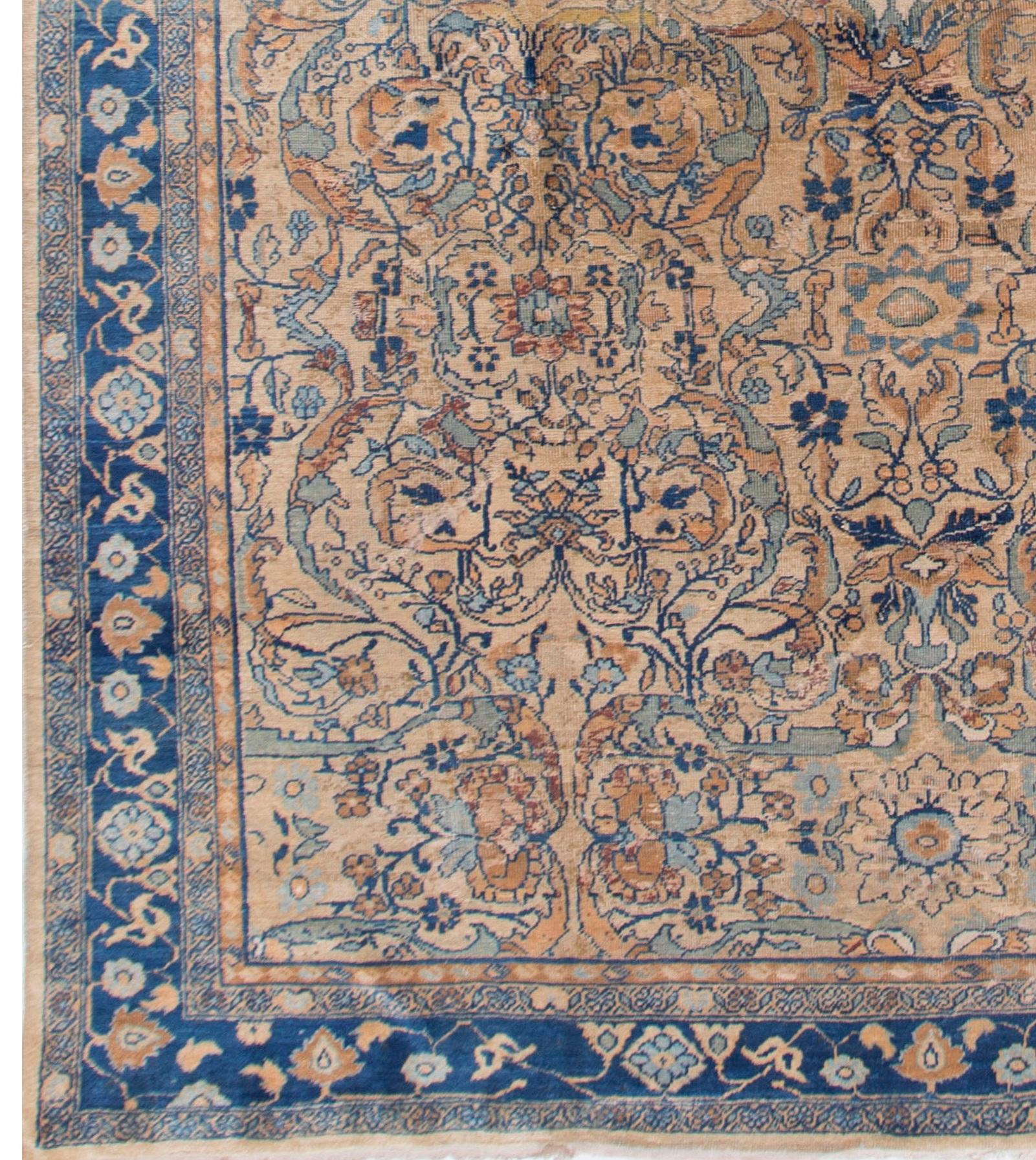 Antique Persian Feraghan rug, circa 1890. Fereghan in west Persia came to prominence in the 18th century under the rule of Shah Nadir who exerted an influence on its weaving and production. The carpets from this area were prized even at this time.