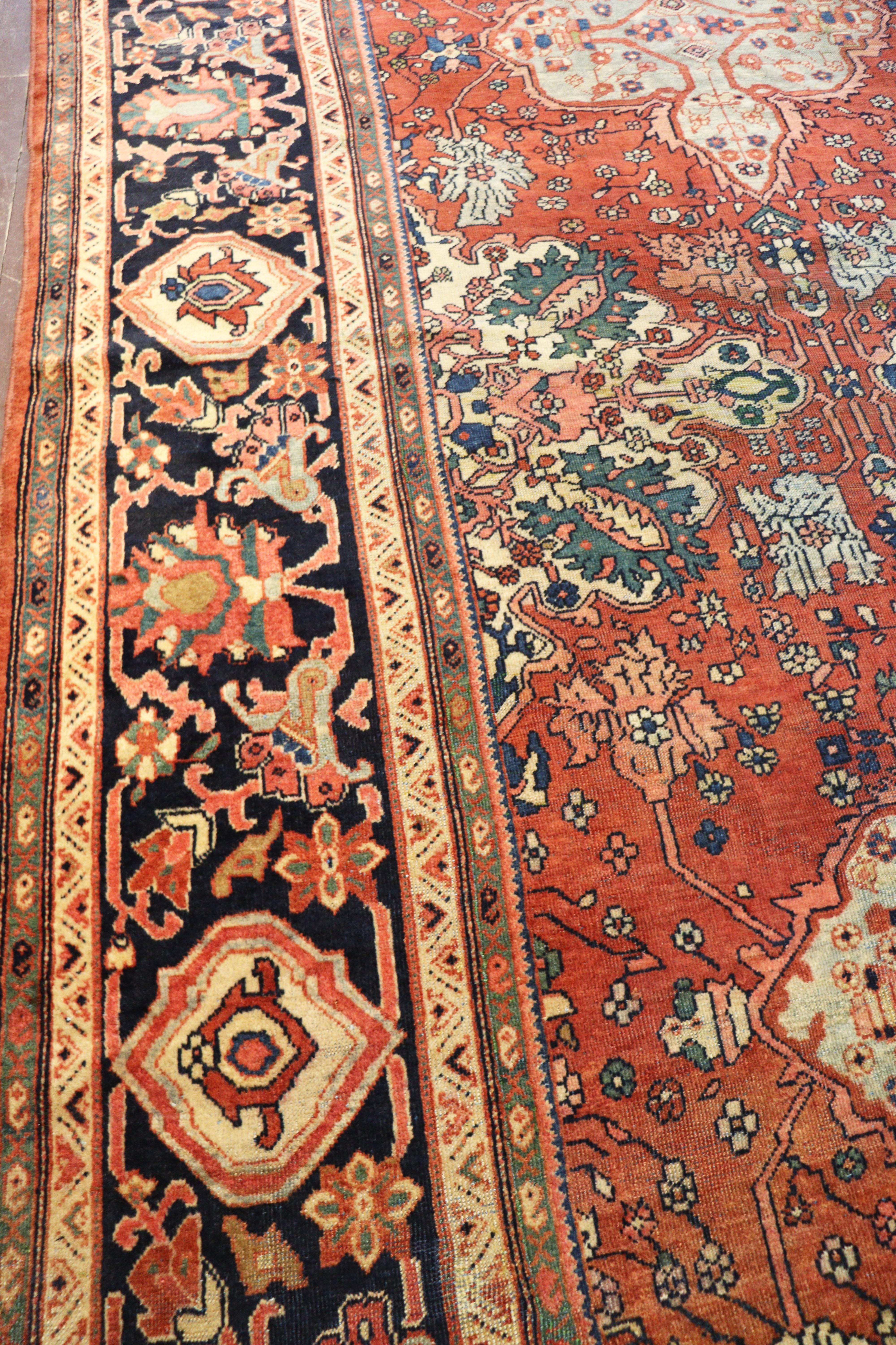 Sarouk Farahan Antique Persian Feraghan Sarouk Carpet, c-1870 For Sale