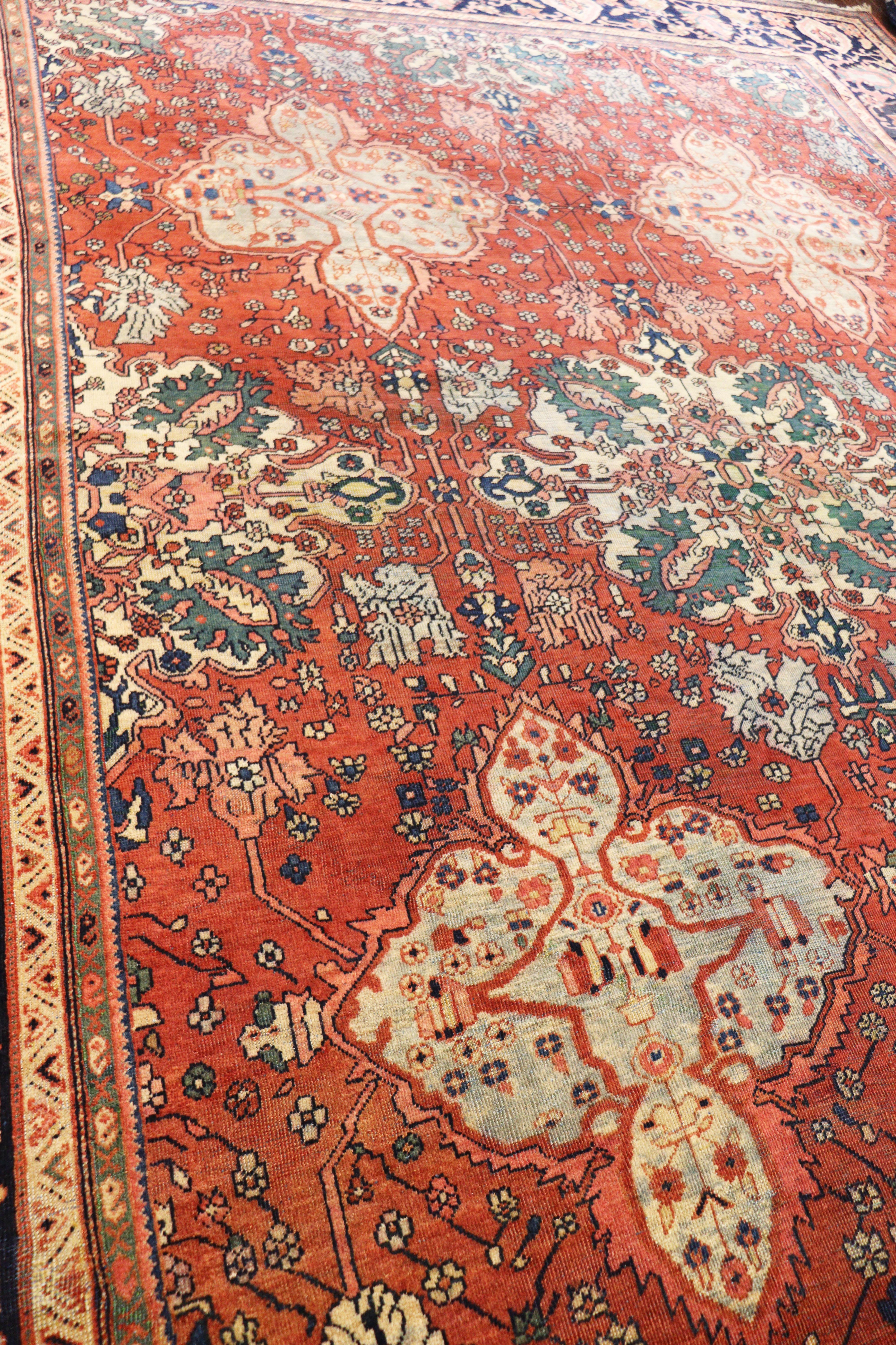 Hand-Knotted Antique Persian Feraghan Sarouk Carpet, c-1870 For Sale