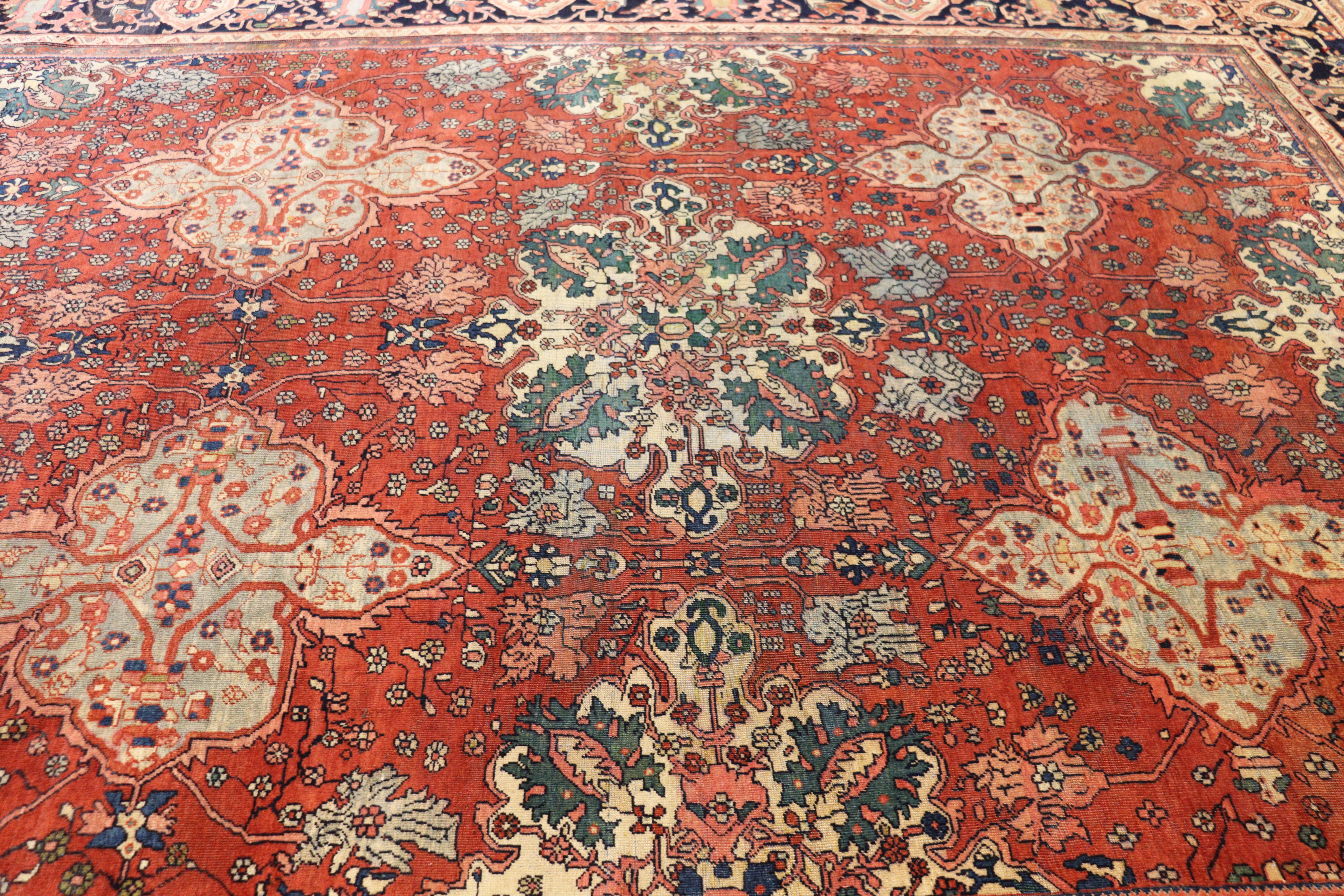 Wool Antique Persian Feraghan Sarouk Carpet, c-1870 For Sale