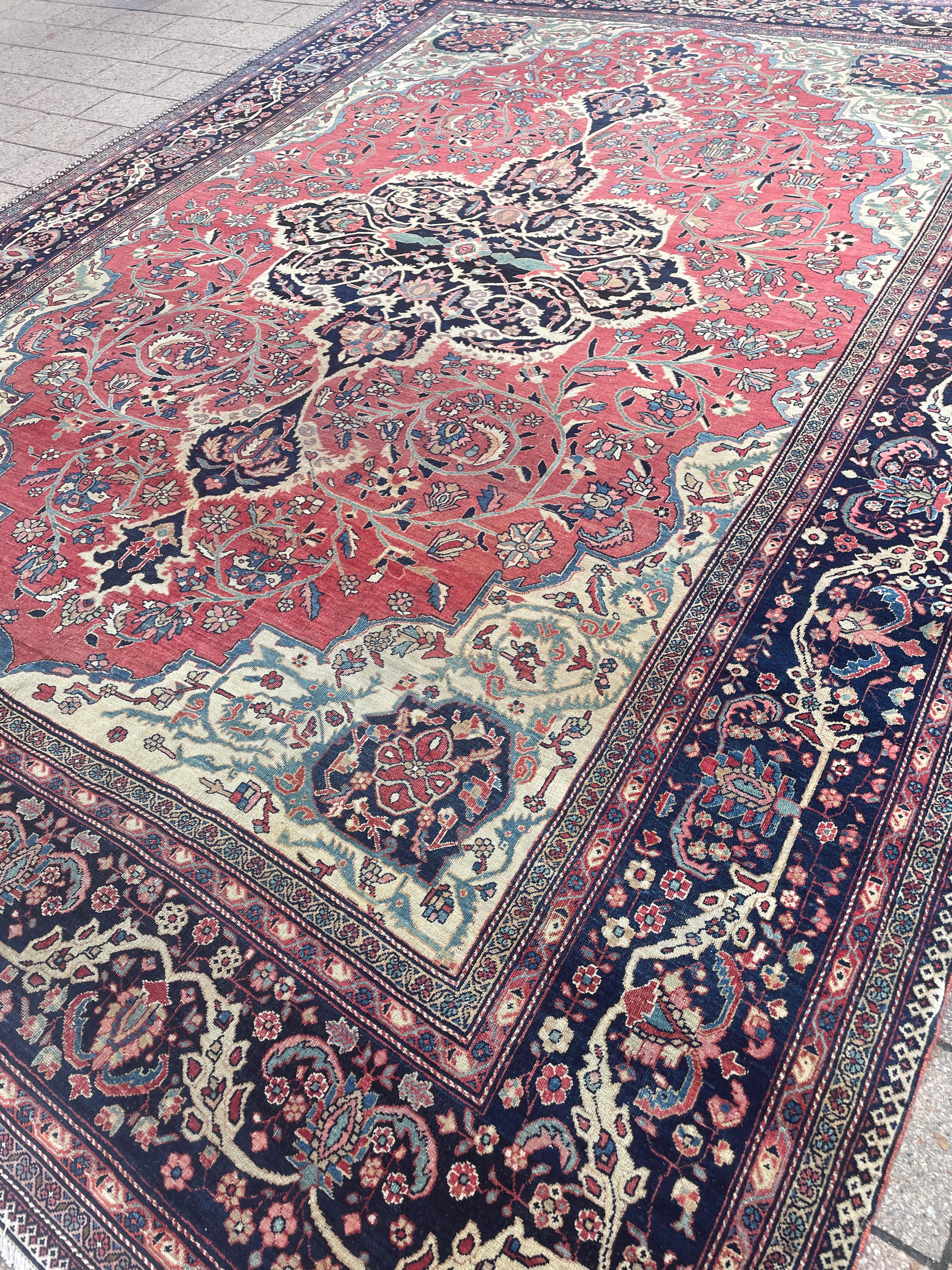 Farahan Sarouk Antique Persian Feraghan Sarouk Carpet, Most Beautiful For Sale
