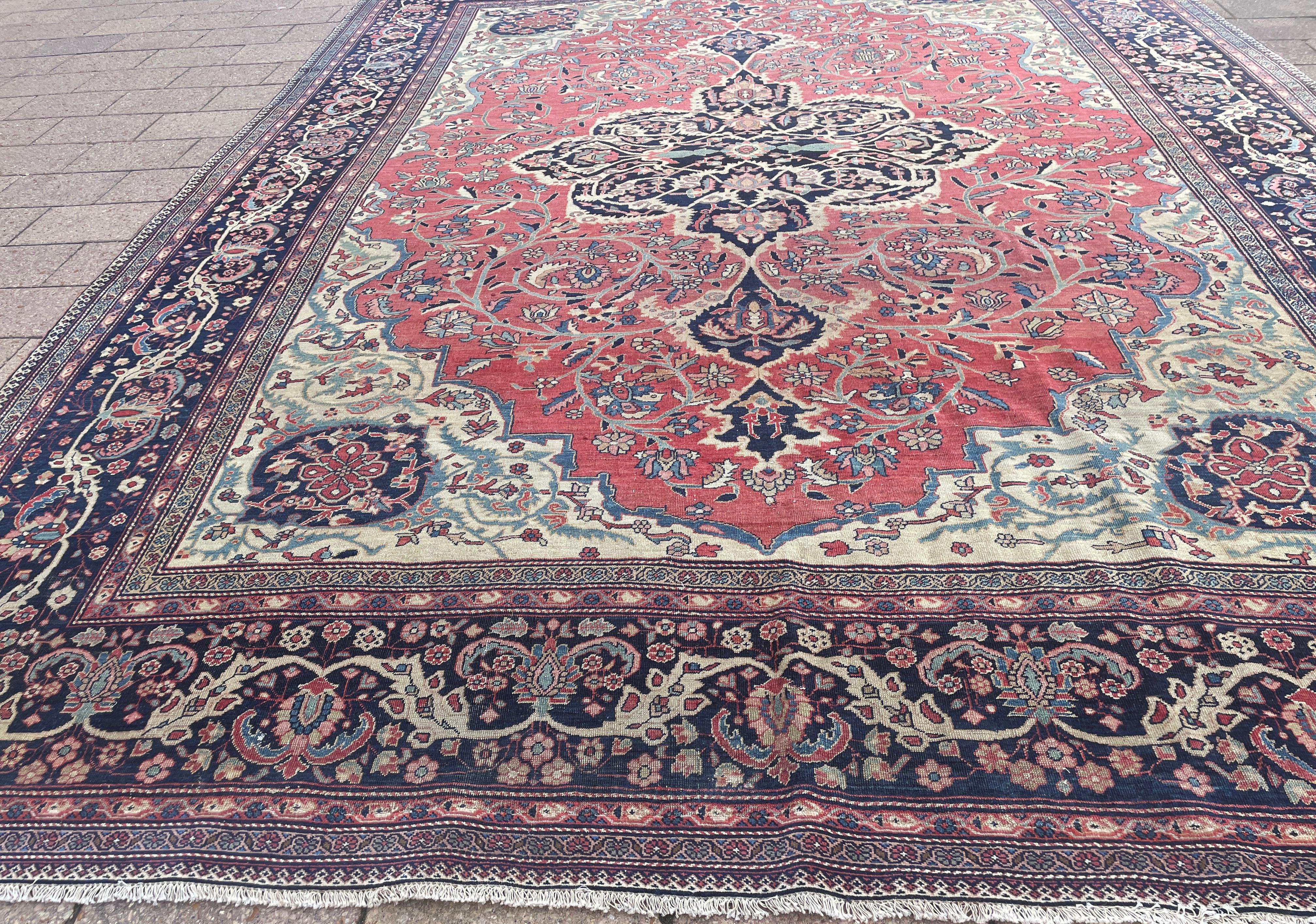Hand-Woven Antique Persian Feraghan Sarouk Carpet, Most Beautiful For Sale