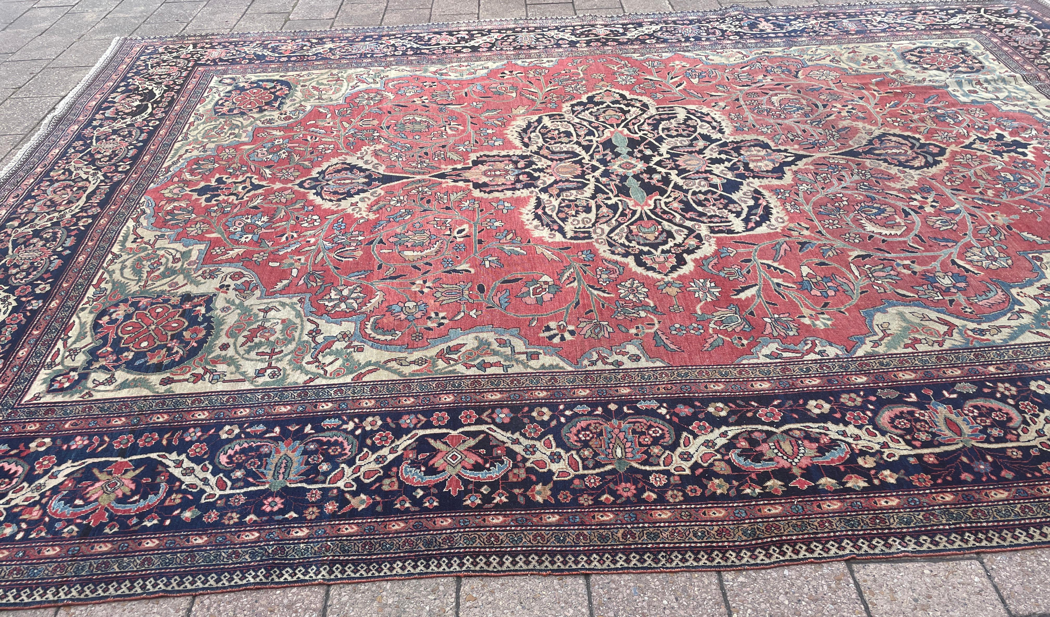 Wool Antique Persian Feraghan Sarouk Carpet, Most Beautiful For Sale