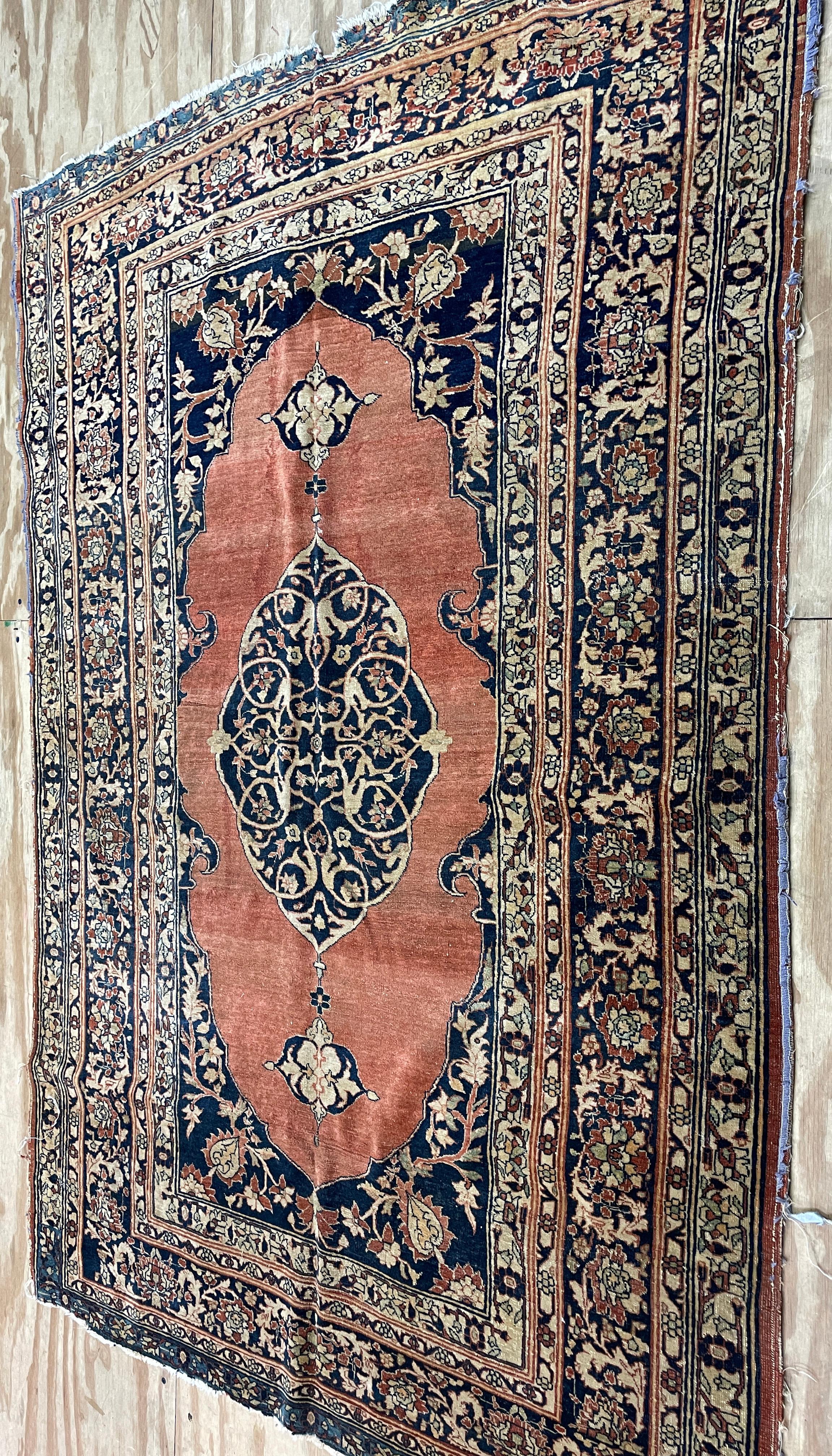 Sarouk Farahan Antique Persian Feraghan Sarouk, The Most decorative, As Is For Sale