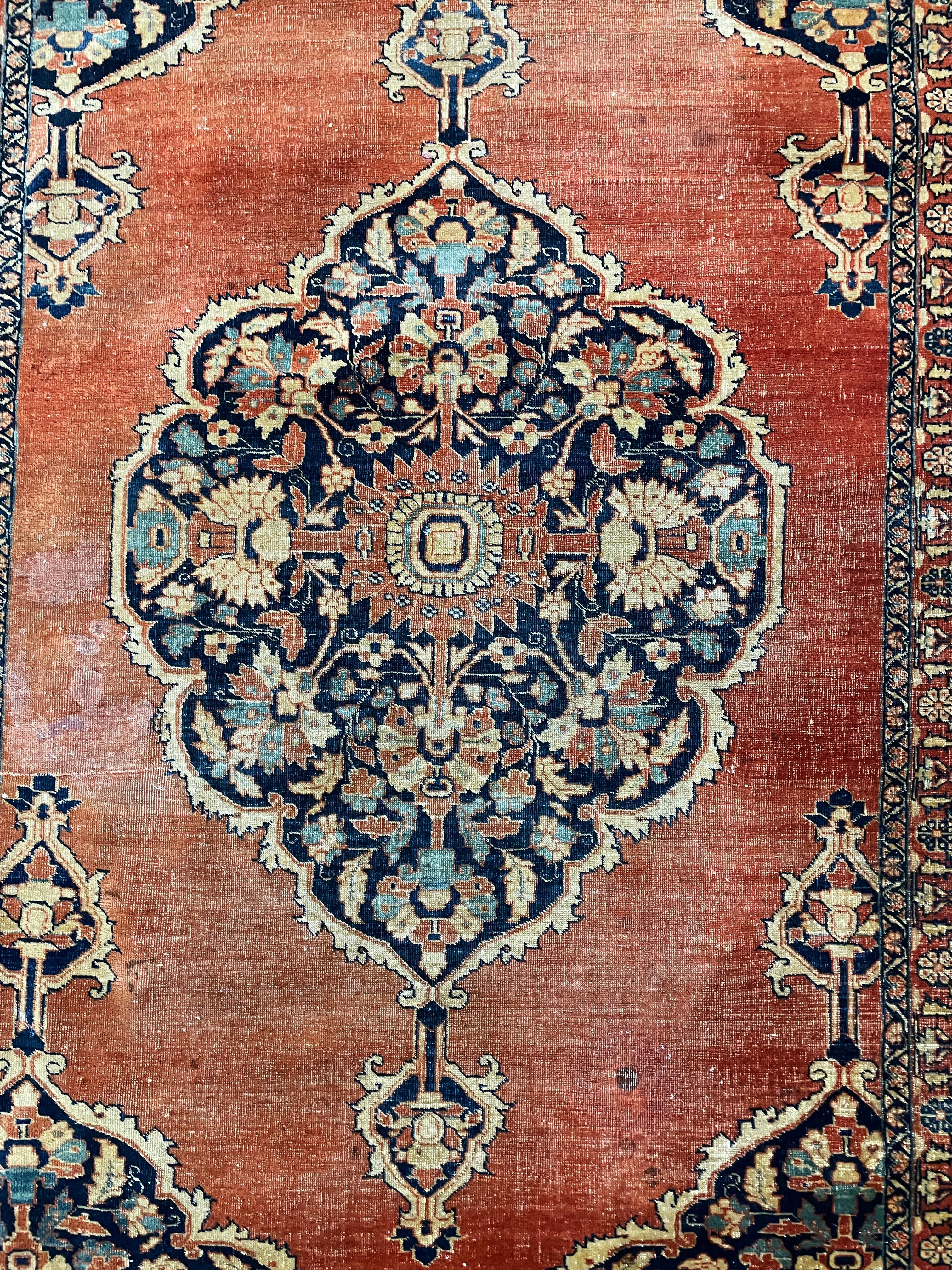 Hand-Knotted Antique Persian Feraghan Sarouk, The Most decorative, As Is For Sale
