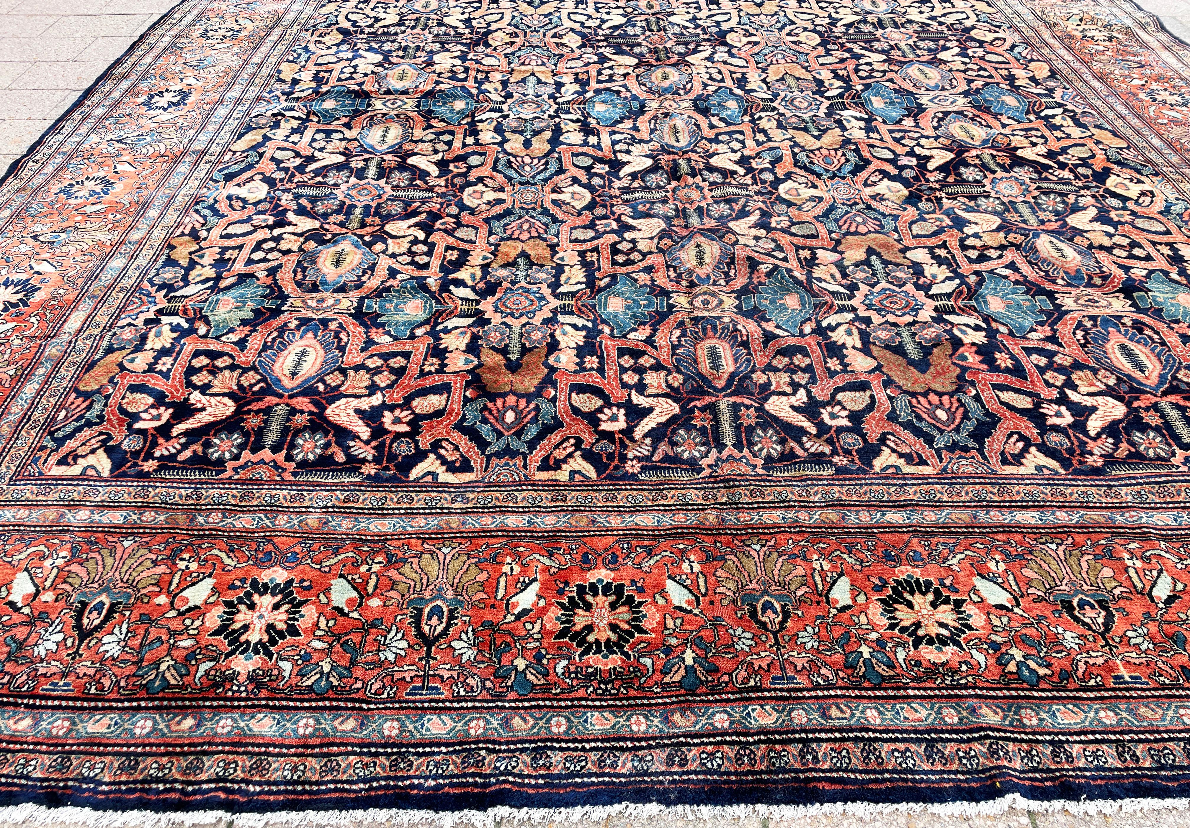 Antique Persian Feraghan Sarouk, The Most unusual In Excellent Condition For Sale In Evanston, IL