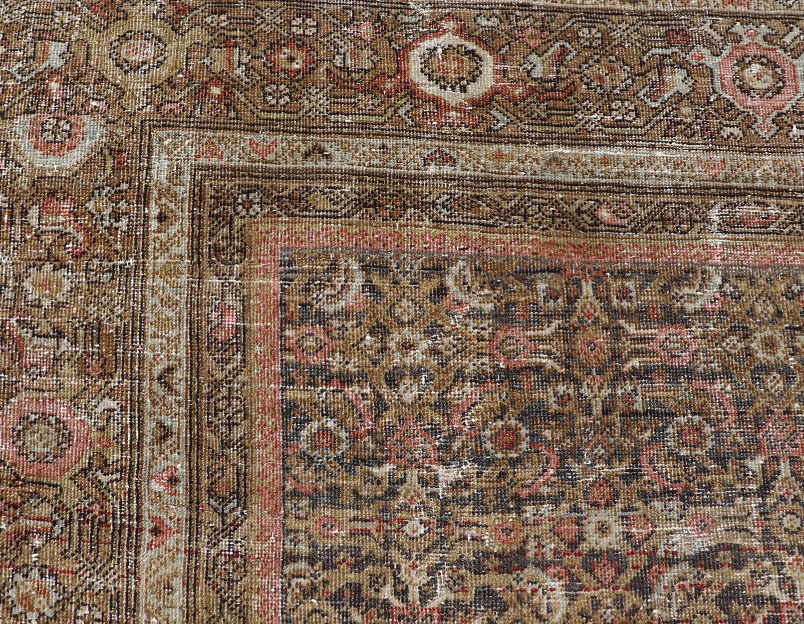 Ancien tapis persan Ferahan à motifs floraux complexes 10'2 x 14'2 Bon état - En vente à Atlanta, GA