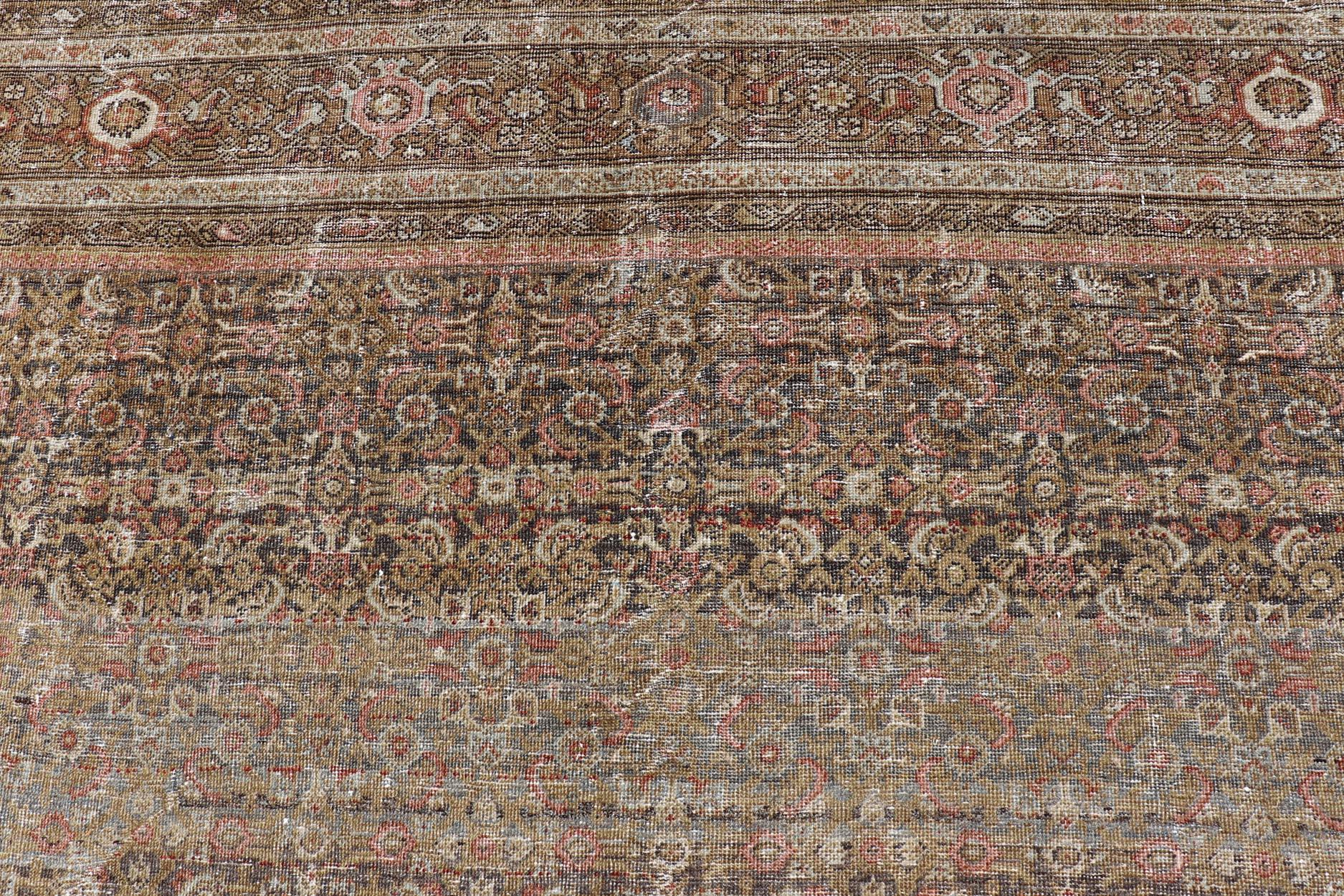 XIXe siècle Ancien tapis persan Ferahan à motifs floraux complexes 10'2 x 14'2 en vente