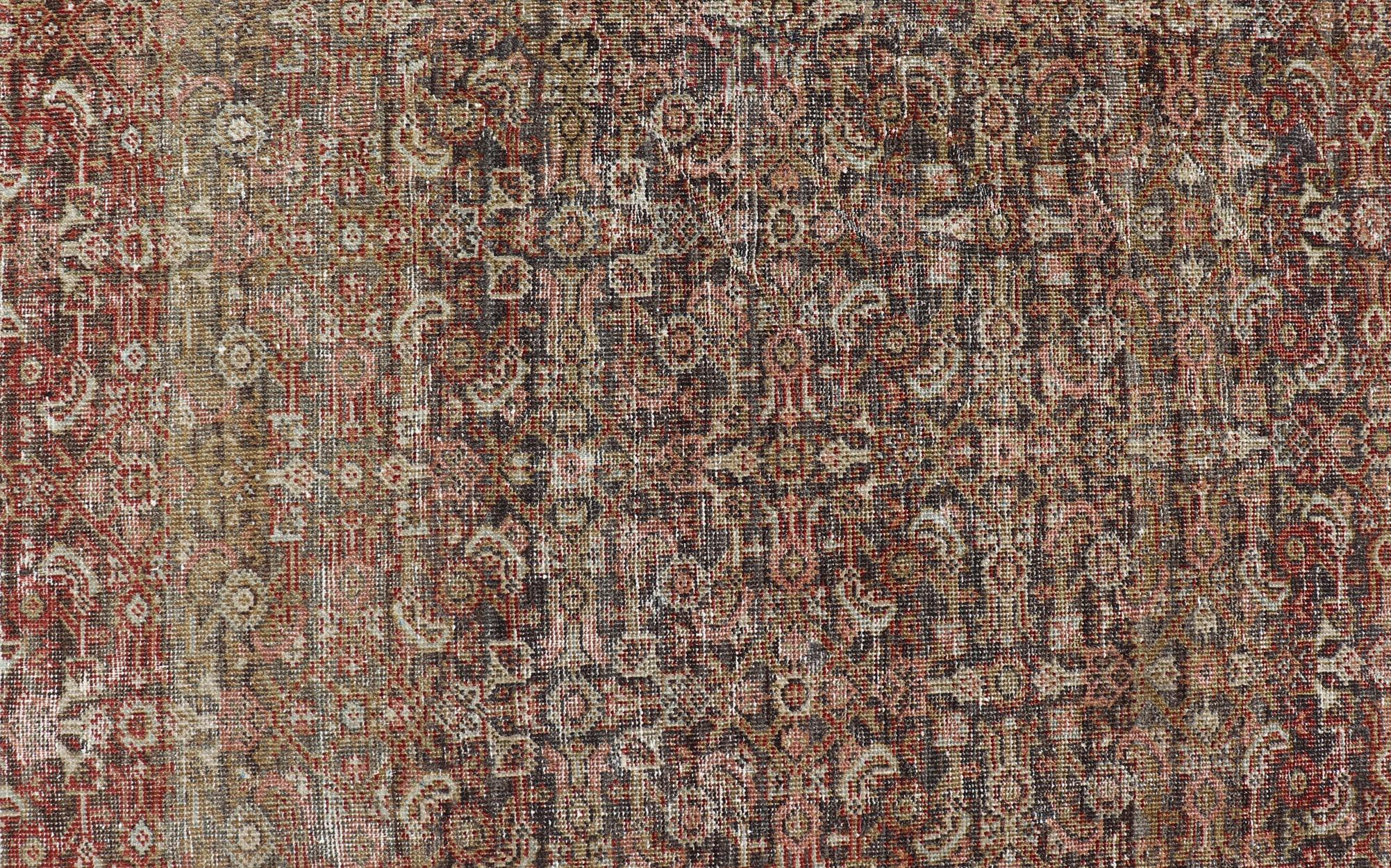 Laine Ancien tapis persan Ferahan à motifs floraux complexes 10'2 x 14'2 en vente