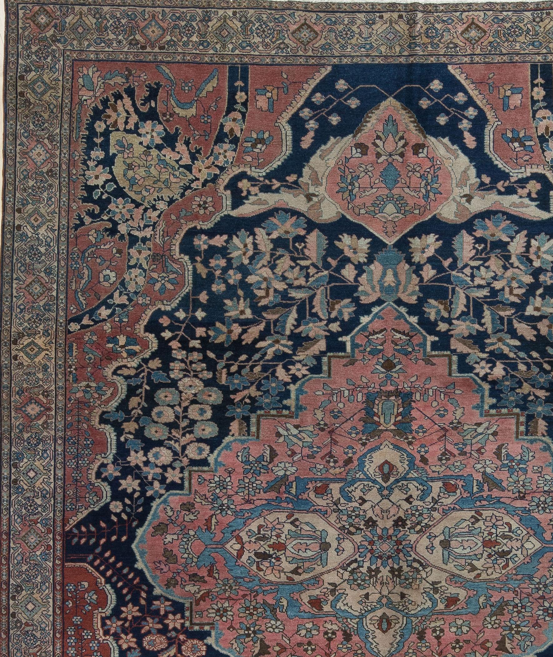Hand-Woven Antique Persian Ferahan Sarouk Fine Floral Room size Rug  For Sale
