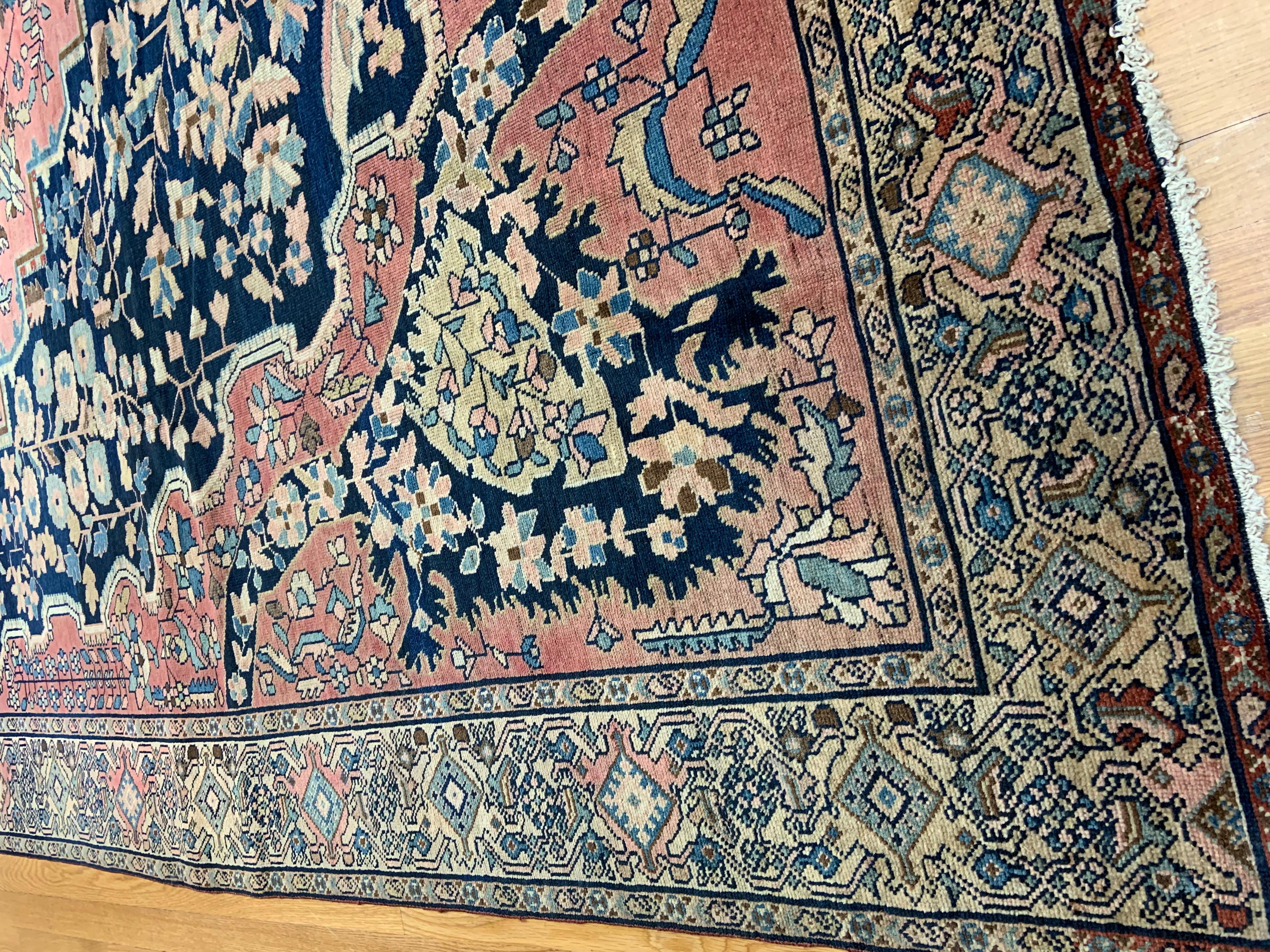 Wool Antique Persian Ferahan Sarouk Fine Floral Room size Rug  For Sale