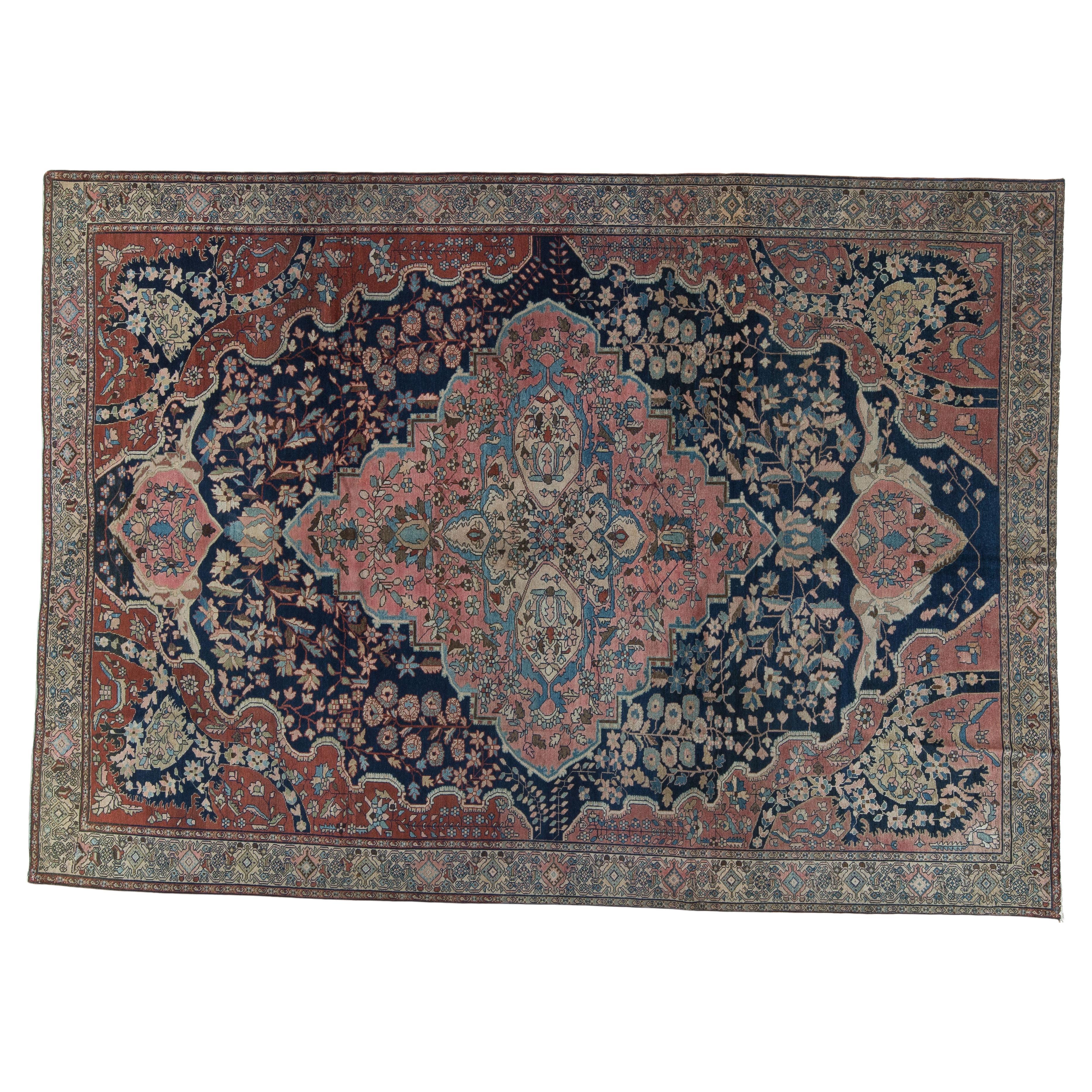 Alfombra Persa Antigua Ferahan Sarouk Floral Fina Tamaño de la Habitación