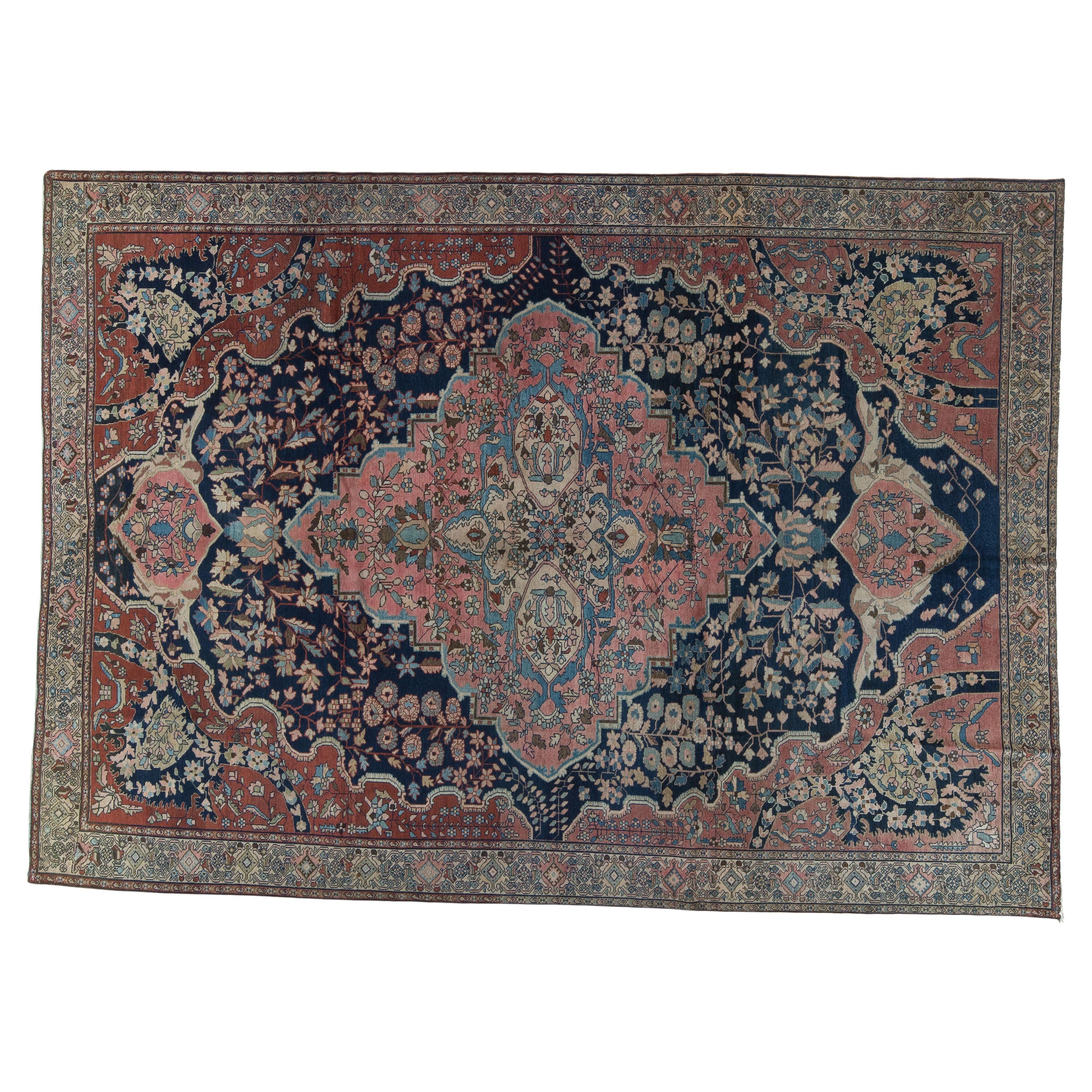 Antique Persian Ferahan Sarouk Fine Floral Room size Rug  For Sale