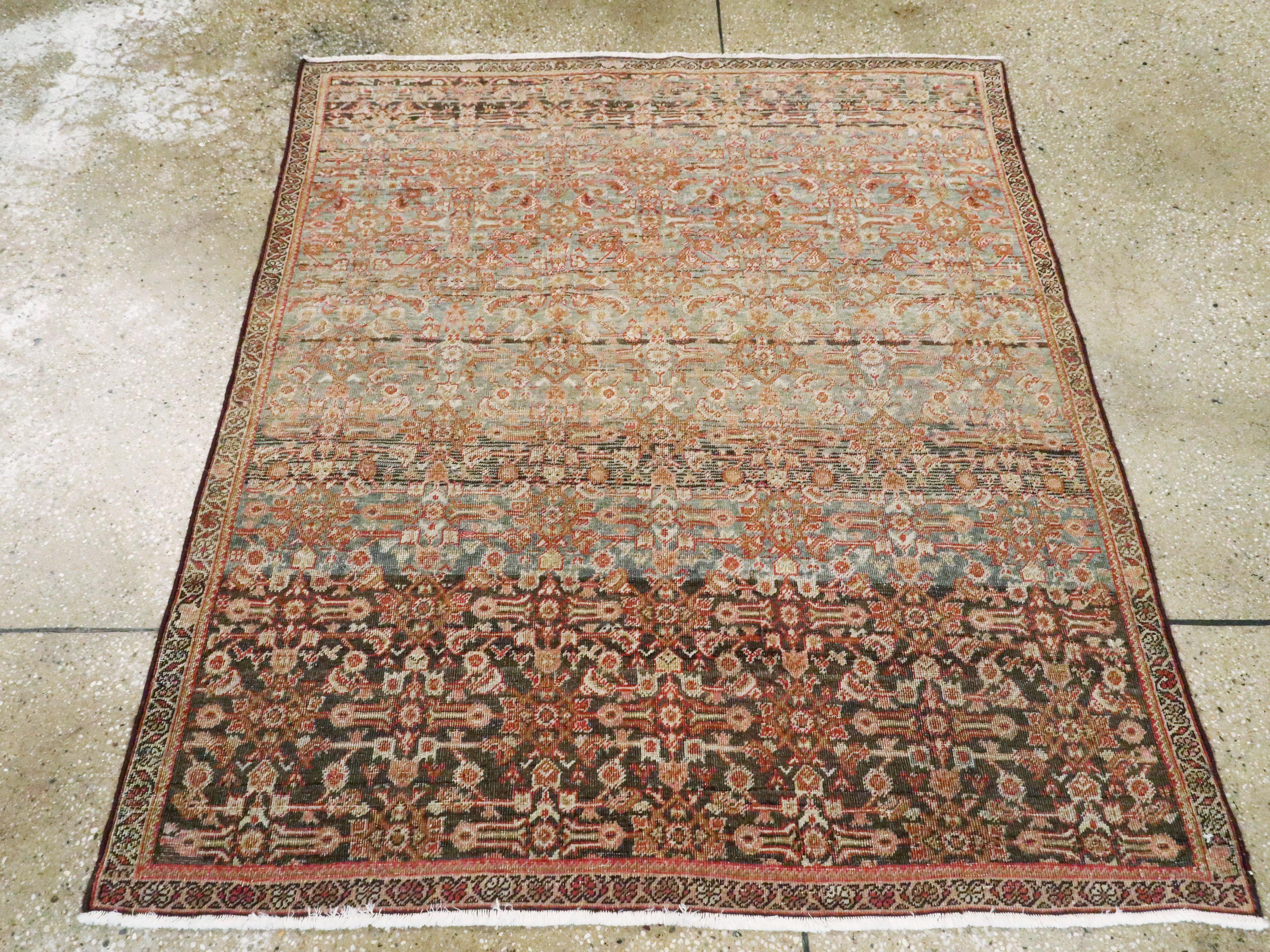 Hand-Knotted Antique Persian Fereghan Rug For Sale