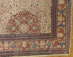 Antique Persian Fereghan Sarouk, Ivory Background Wool 1890 Room Size Rare
