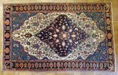 Antique Persian Fereghan Sarouk, Ivory Field, Wool, Scatter Size, 1890