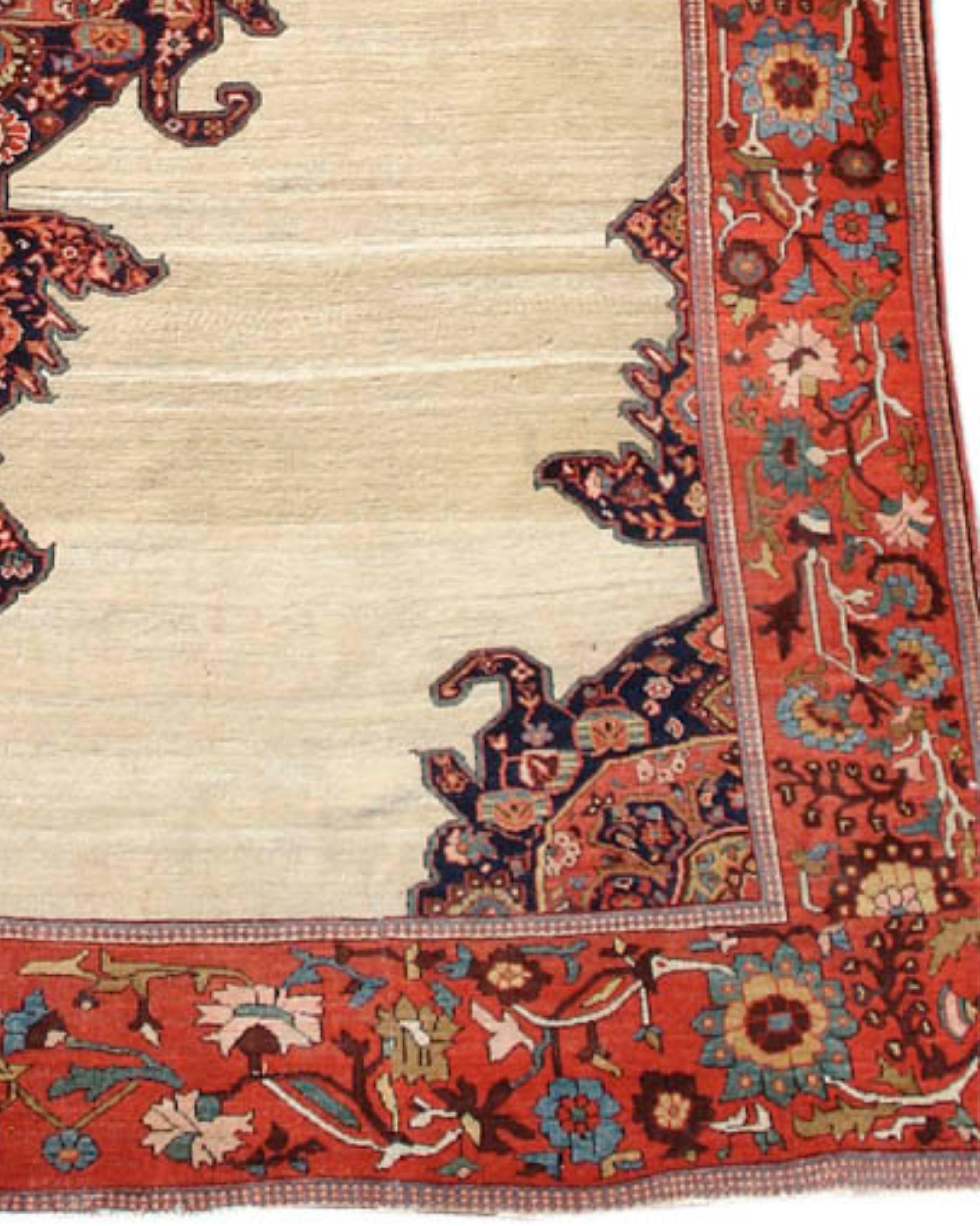 Wool Antique Persian Fereghan Sarouk Rug, 19th Century For Sale
