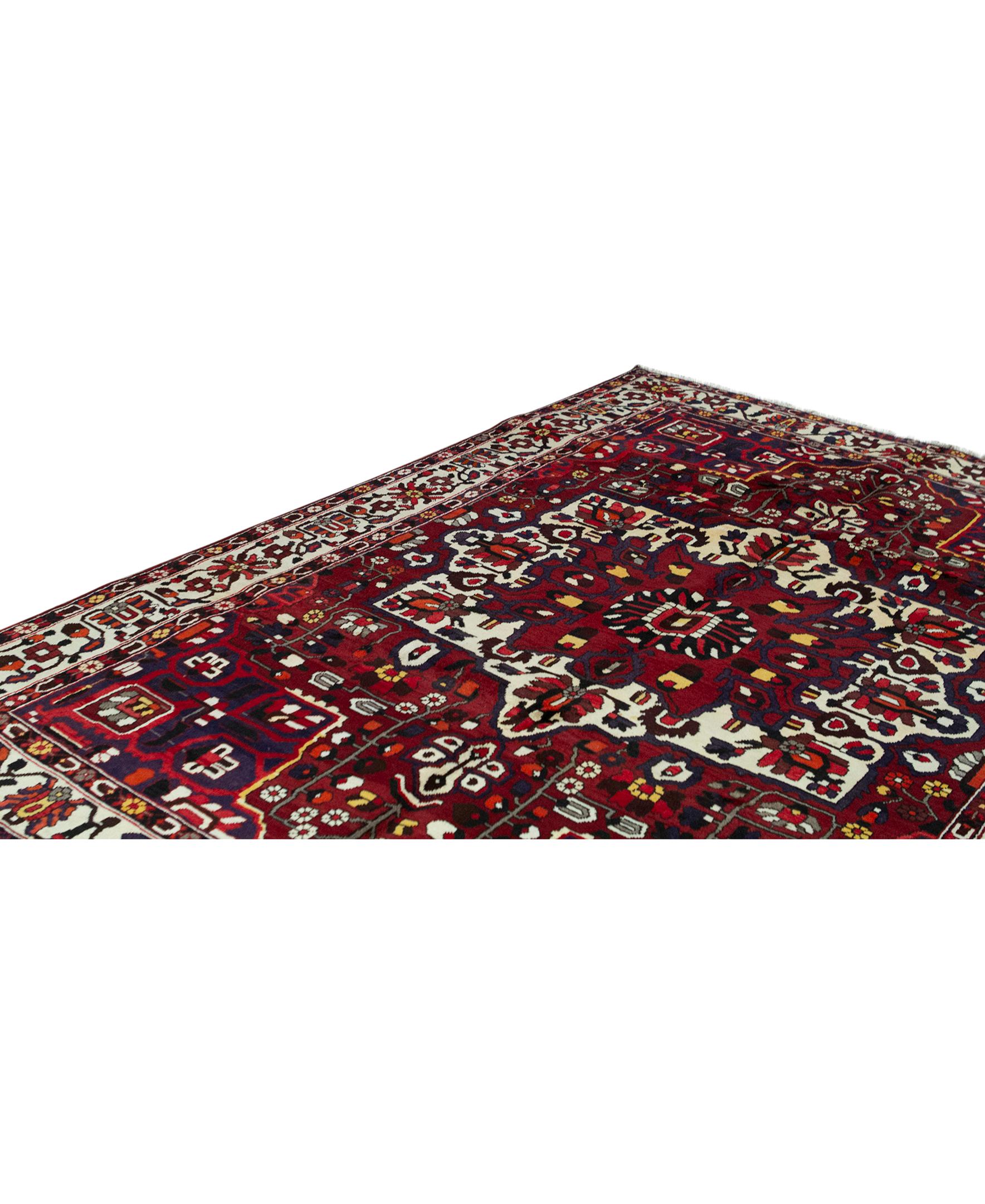  Antique Persian fine Traditional Handwoven Luxury Wool Red / Ivory Rug> Size: 7'-1