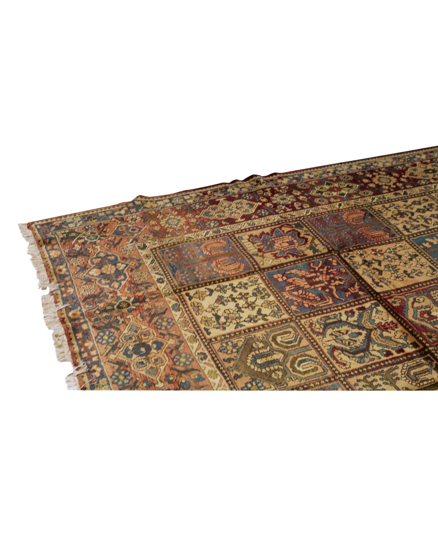  Antique Persian fine Traditional Handwoven Luxury Wool Multi Rug. Size: 10'-6