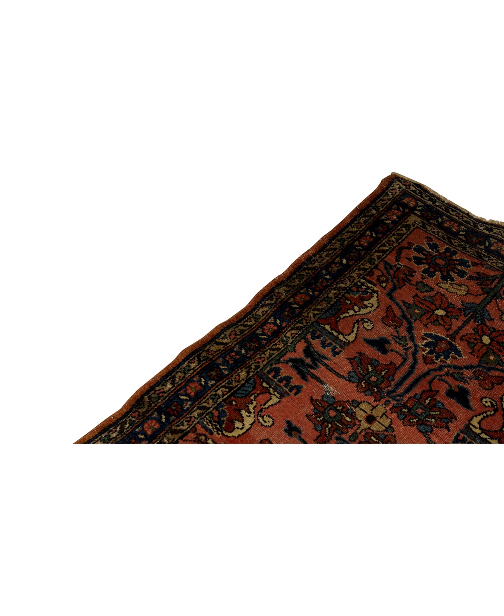  Antique Persian fine Traditional Handwoven Luxury Wool Multi Rug. Size: 3'-7