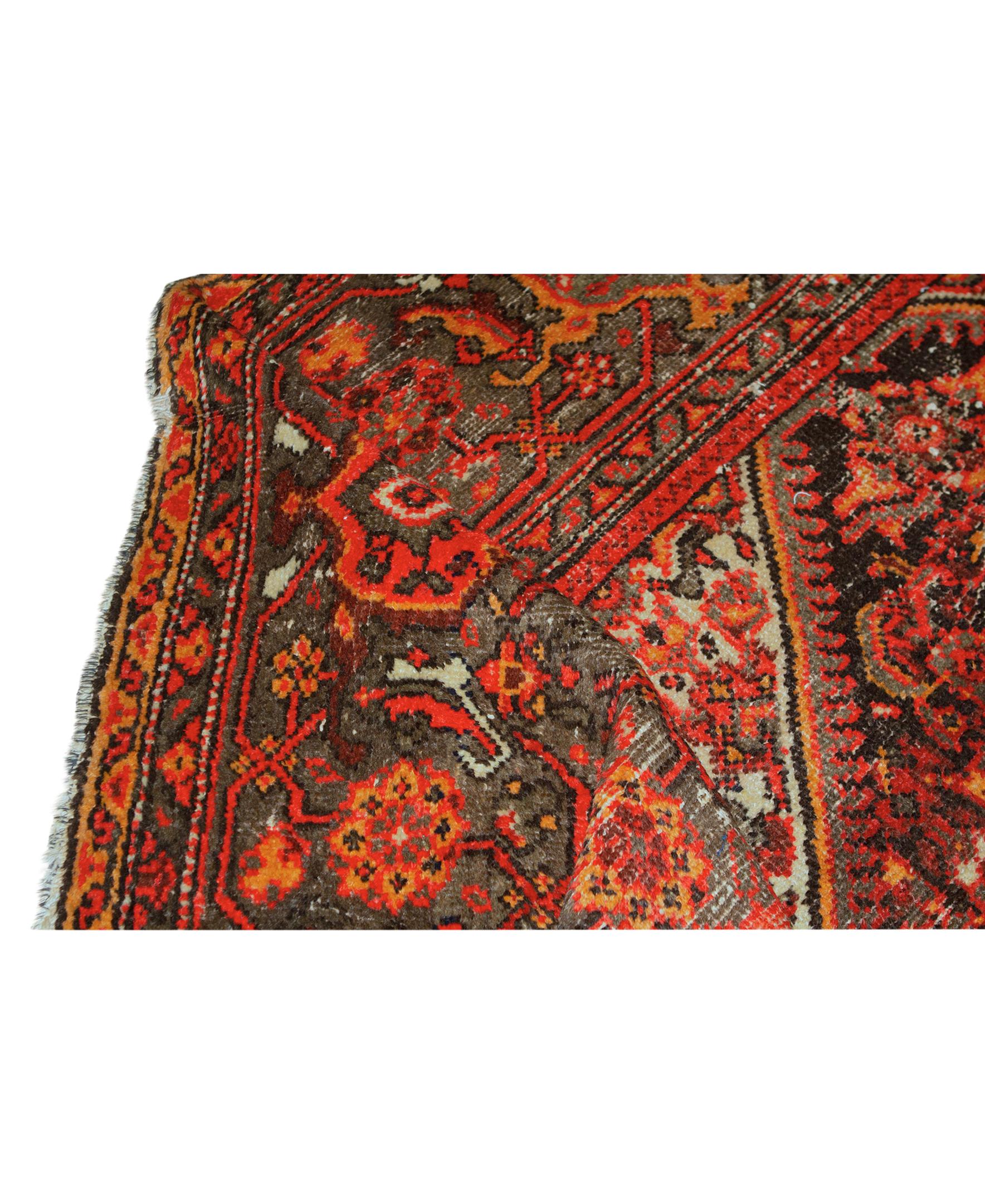 Antique Persian fine Traditional Handwoven Luxury Wool Multi Rug. Size: 8'-7