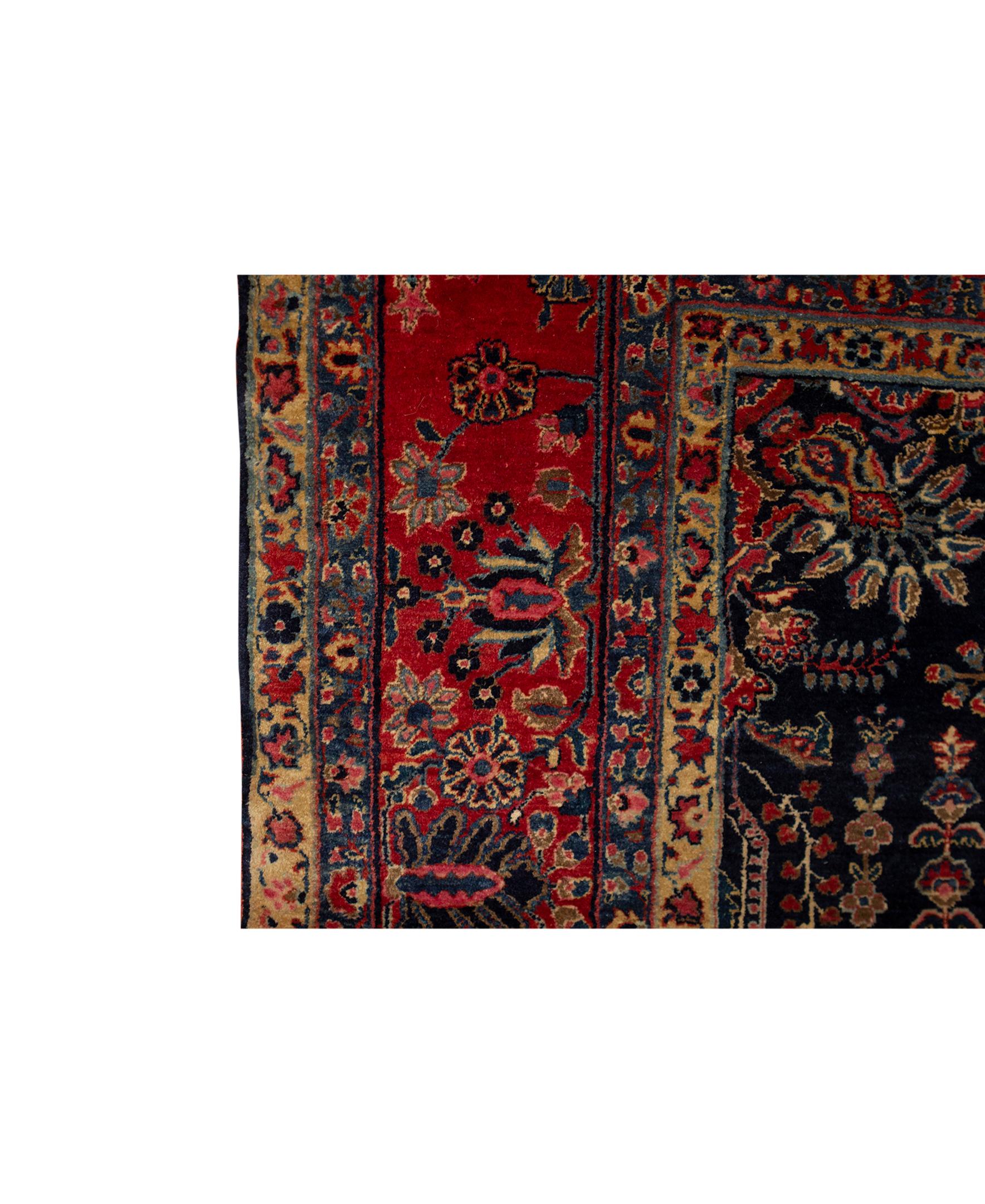   Antique Persian Fine Traditional Handwoven Luxury Wool Multi Rug. Size: 6'-9