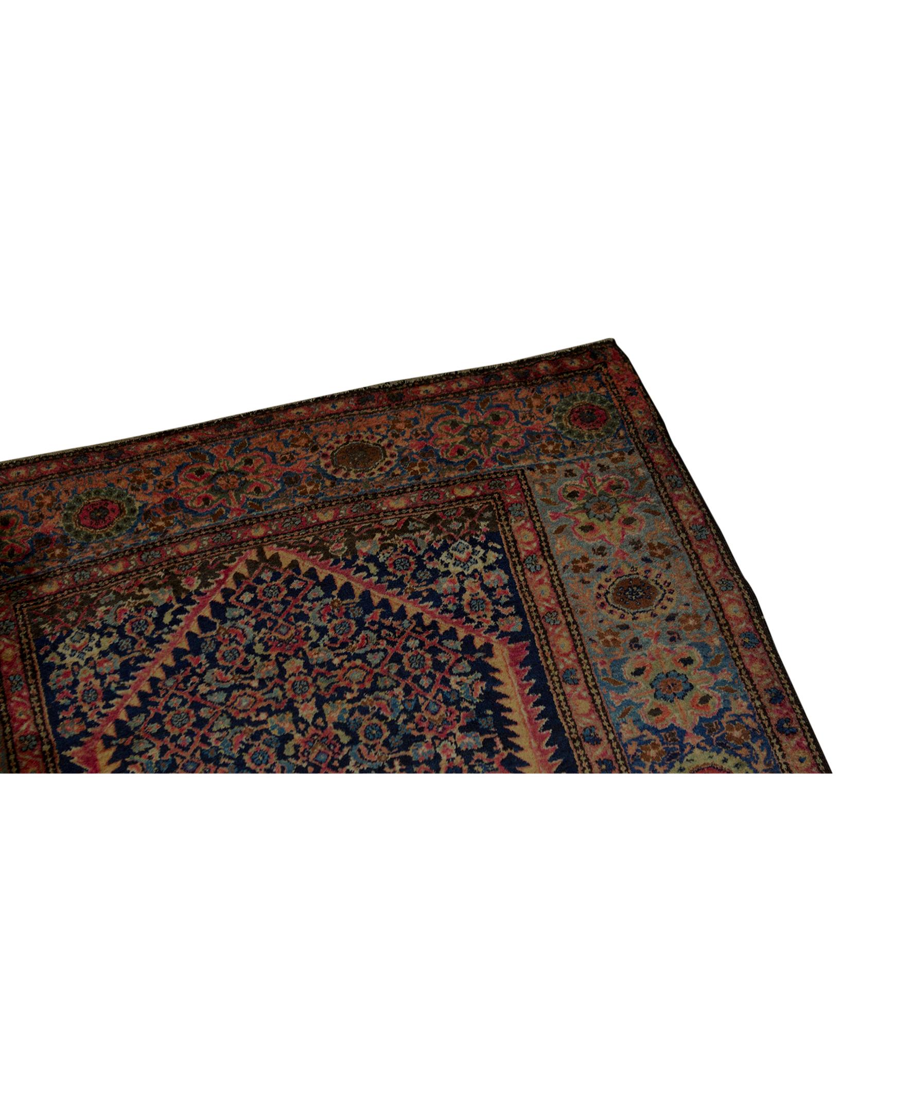   Antique Persian Fine Traditional Handwoven Luxury Wool Multi Rug. Size: 2'-7