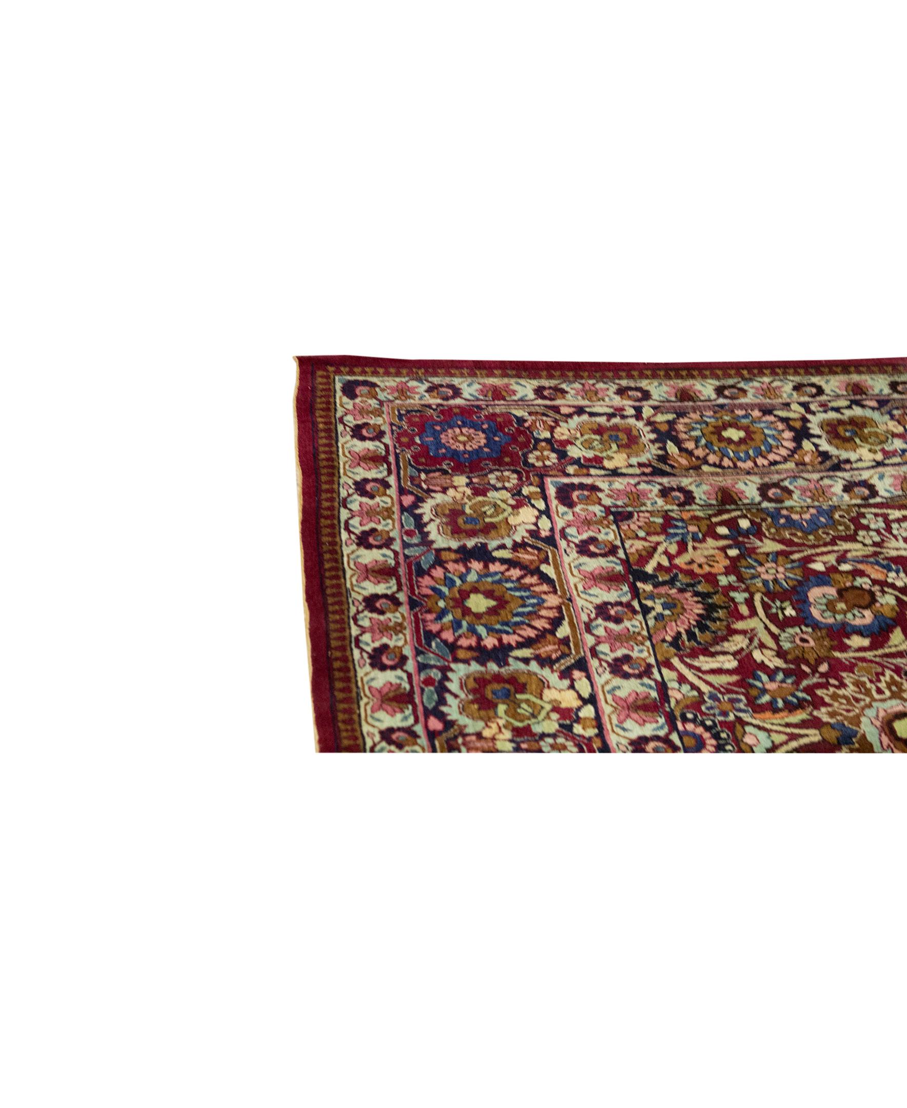   Antique Persian Fine Traditional Handwoven Luxury Wool Multi Rug. Size: 9'-8