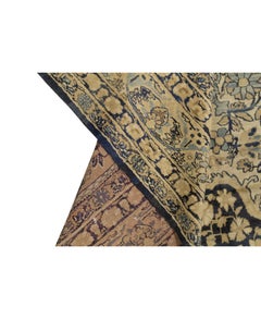 Antique Persian Fine Traditional Handwoven Luxury Wool Navy / Ivory Rug