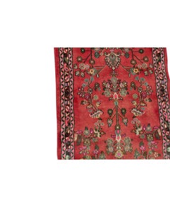 Antique Persian Fine Traditional Handwoven Luxury Wool Rose / Black Runner Rug