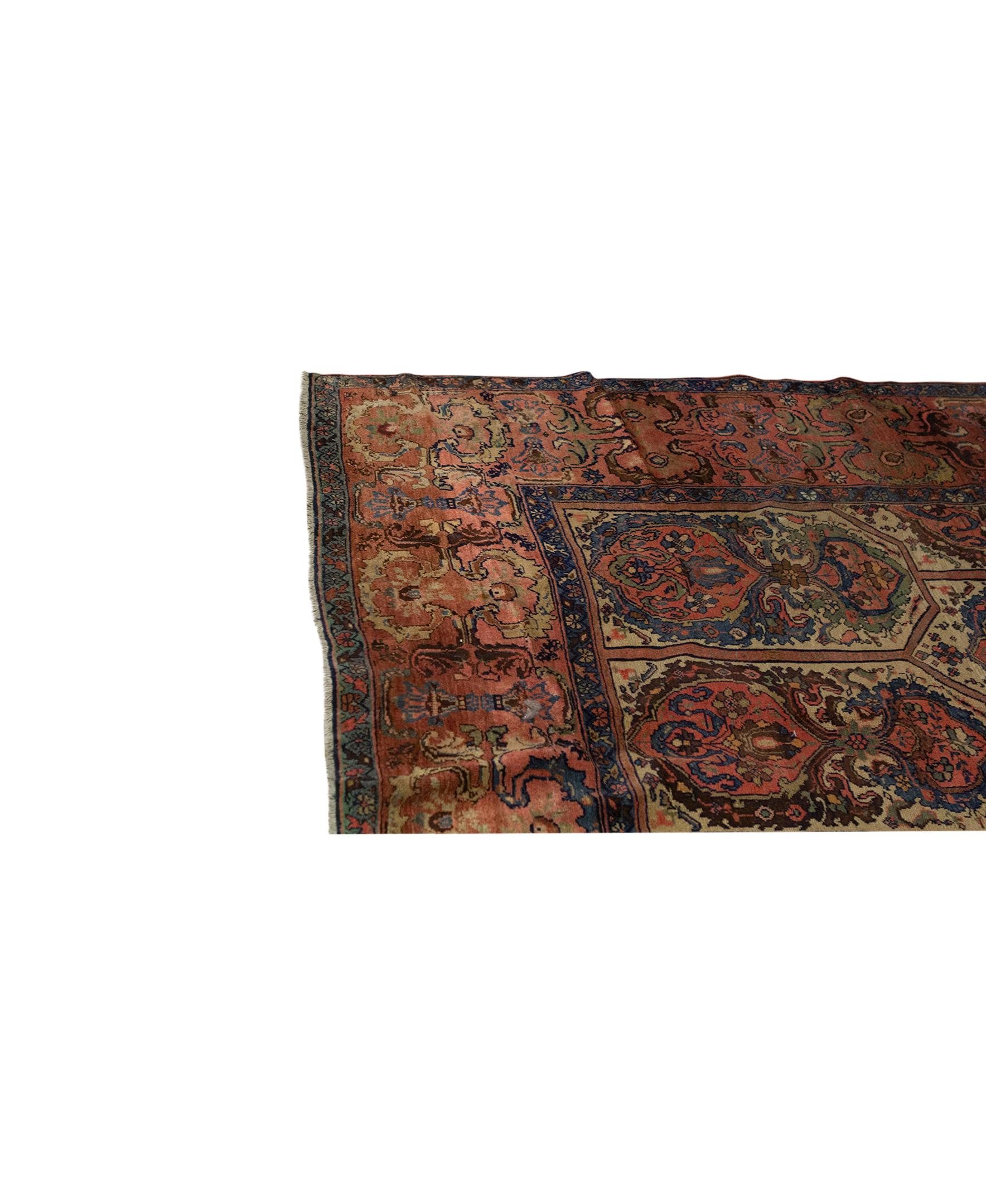   Antique Persian Fine Traditional Handwoven Luxury Wool Multi Rug. Size: 10'-10