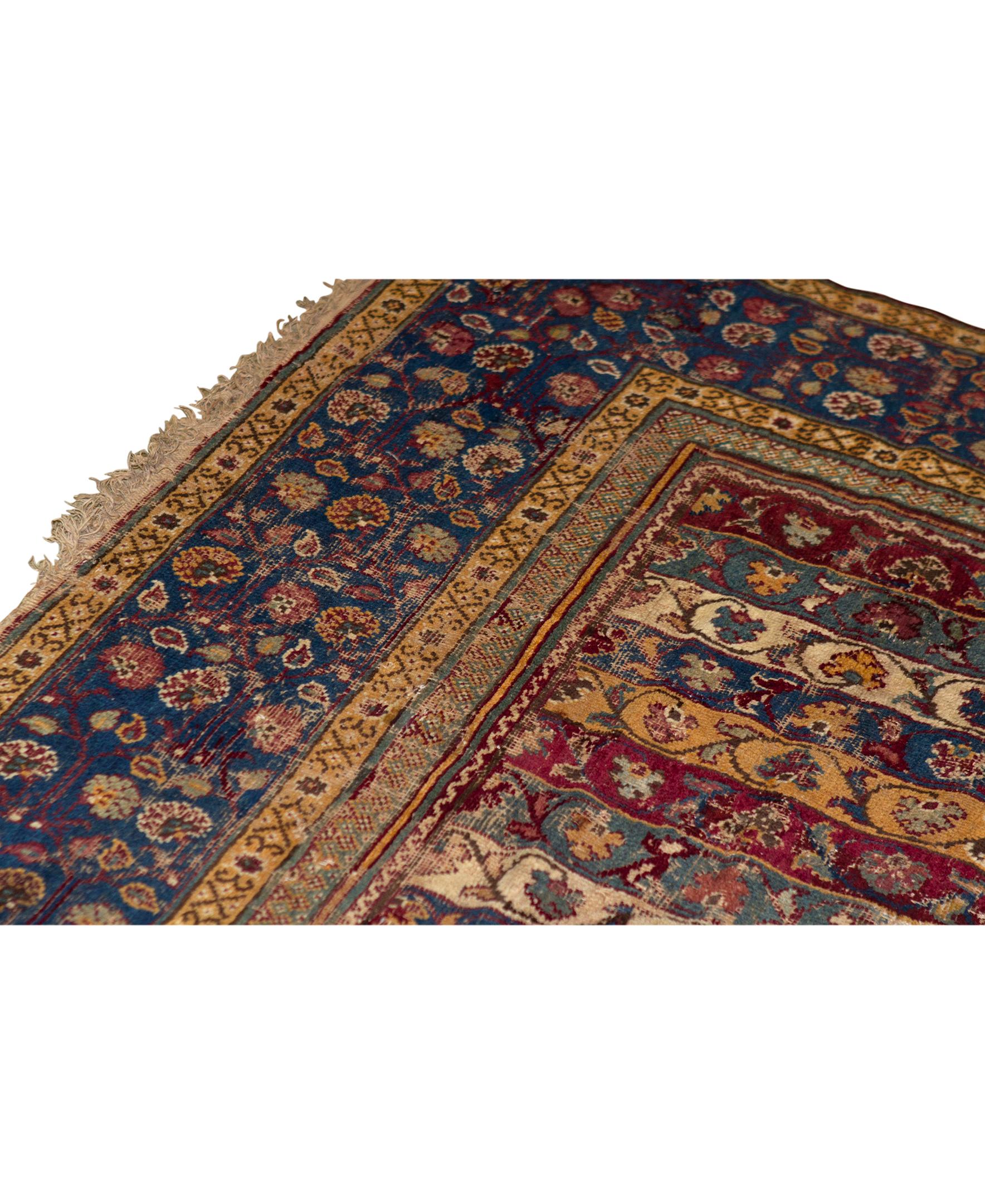   Antique Persian Fine Traditional Handwoven Luxury Wool Multi Rug. Size: 7'-6