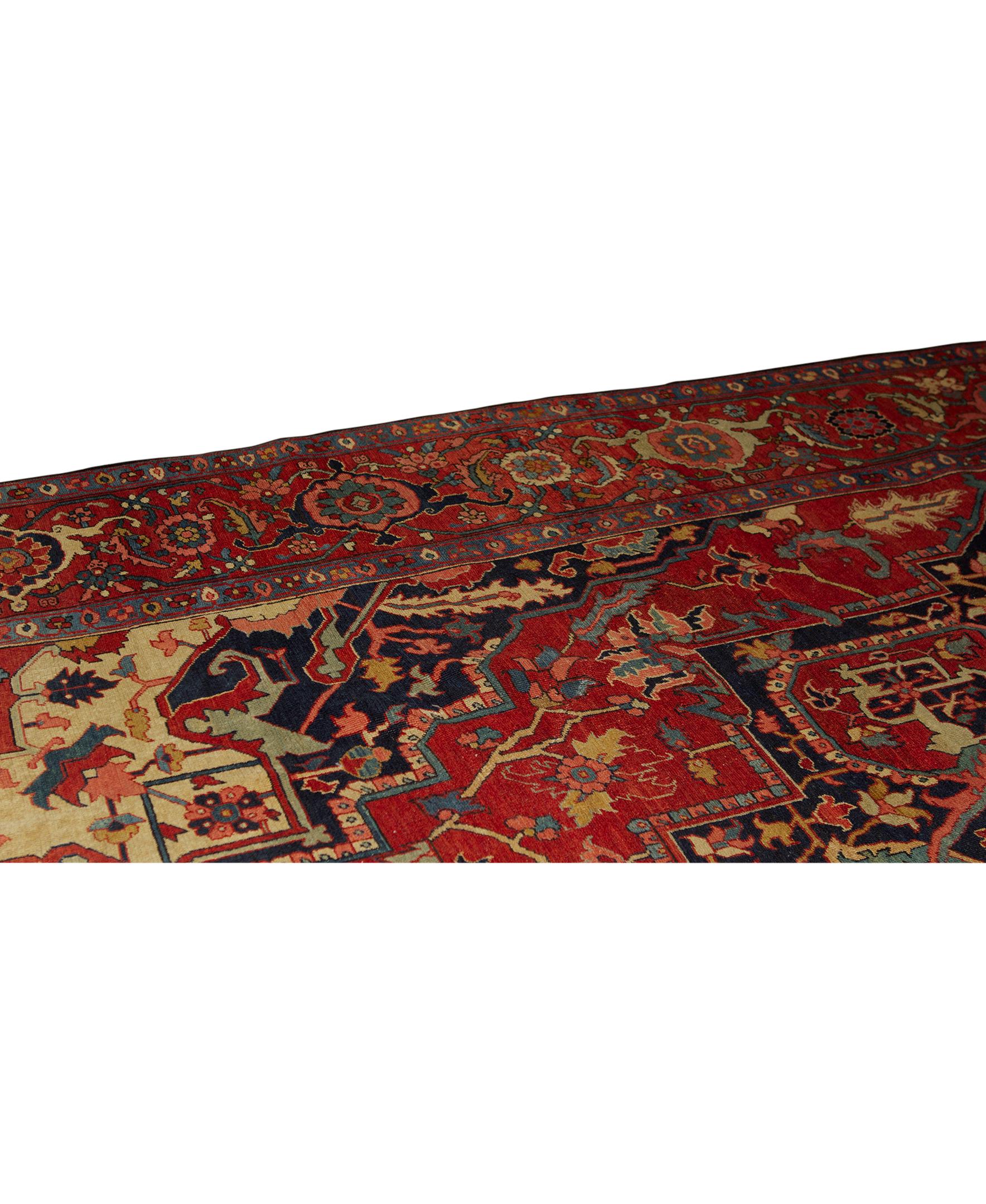   Antique Persian Fine Traditional Handwoven Luxury Wool Rust Rug. Size: 9'-7