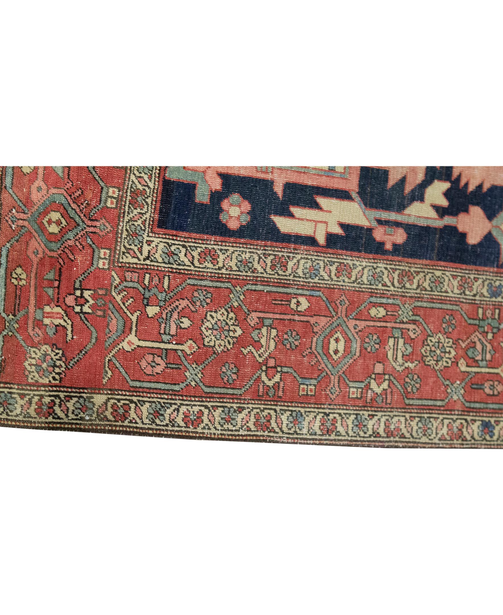   Antique Persian Fine Traditional Handwoven Luxury Wool Red Rug. Size: 9'-8