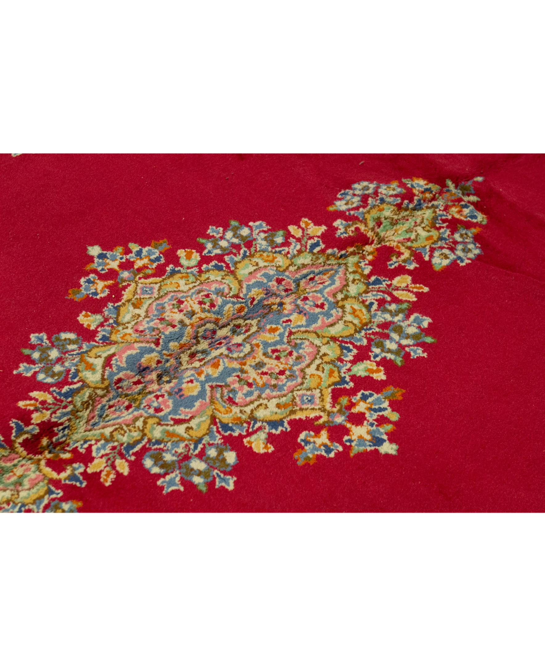 Antique Persian Fine Traditional Handwoven Luxury Wool Red / Blue Rug. Size: 9'-9