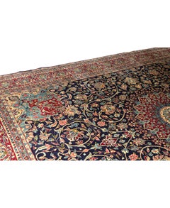 Antique Persian Fine Traditional Handwoven Luxury Wool Red / Navy Rug
