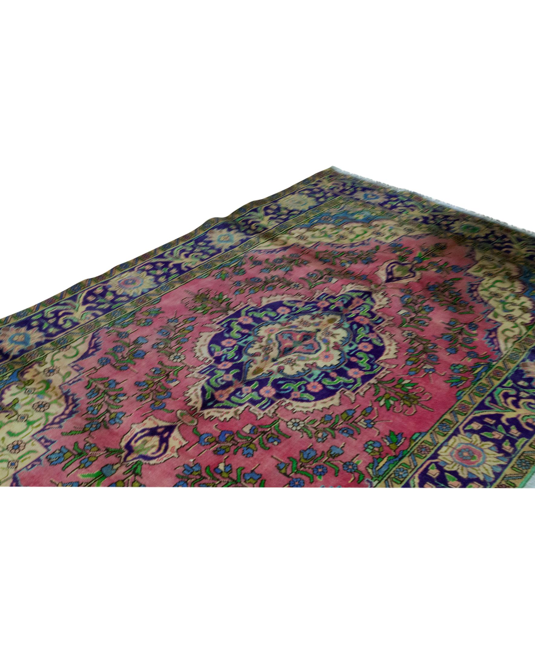 Tabriz Tappeto antico persiano fine tradizionale tessuto a mano in lana di lusso rosso in vendita