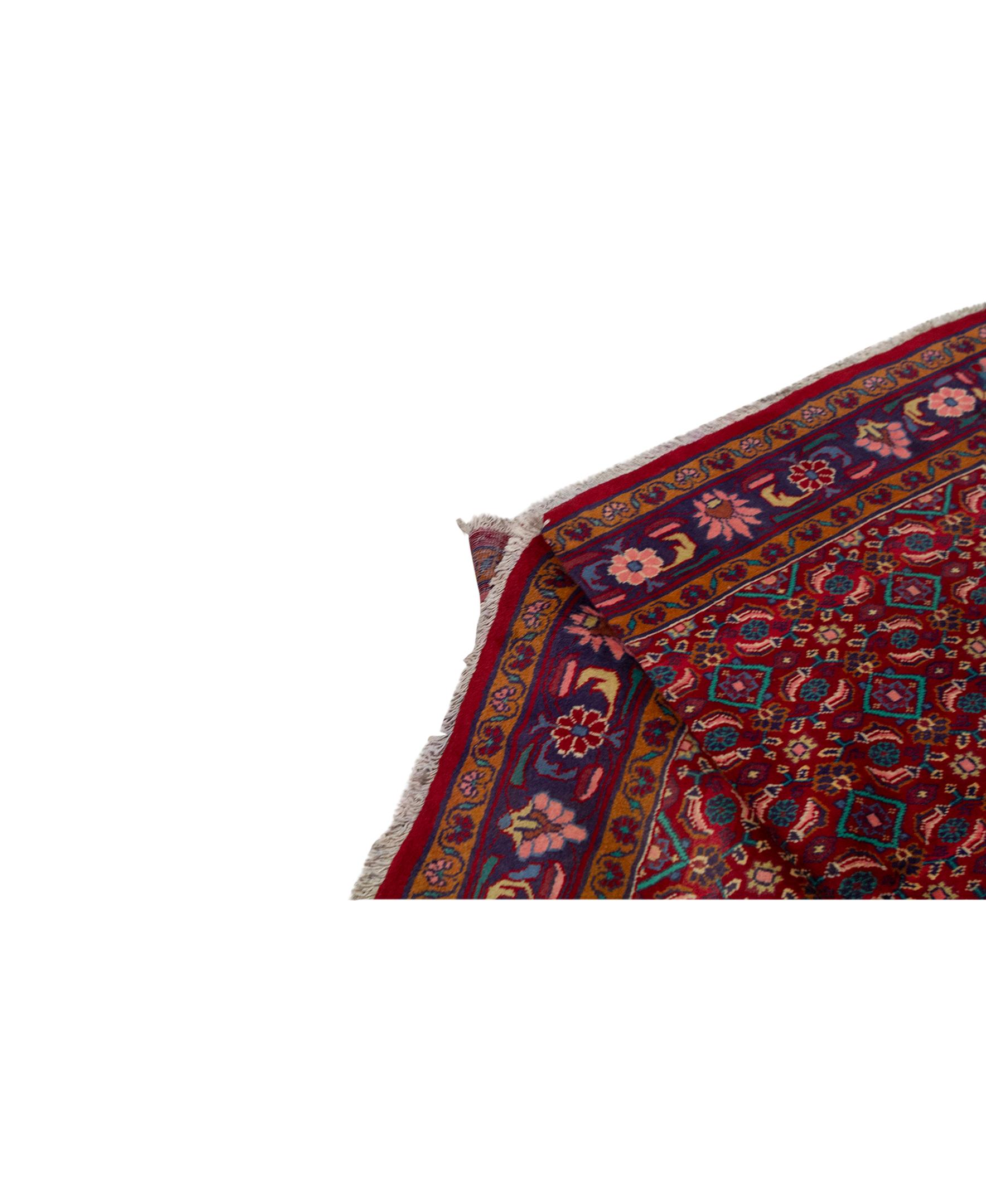 Tabriz  Antique Persian fine Traditional Handwoven Luxury Wool Red / Blue Rug For Sale