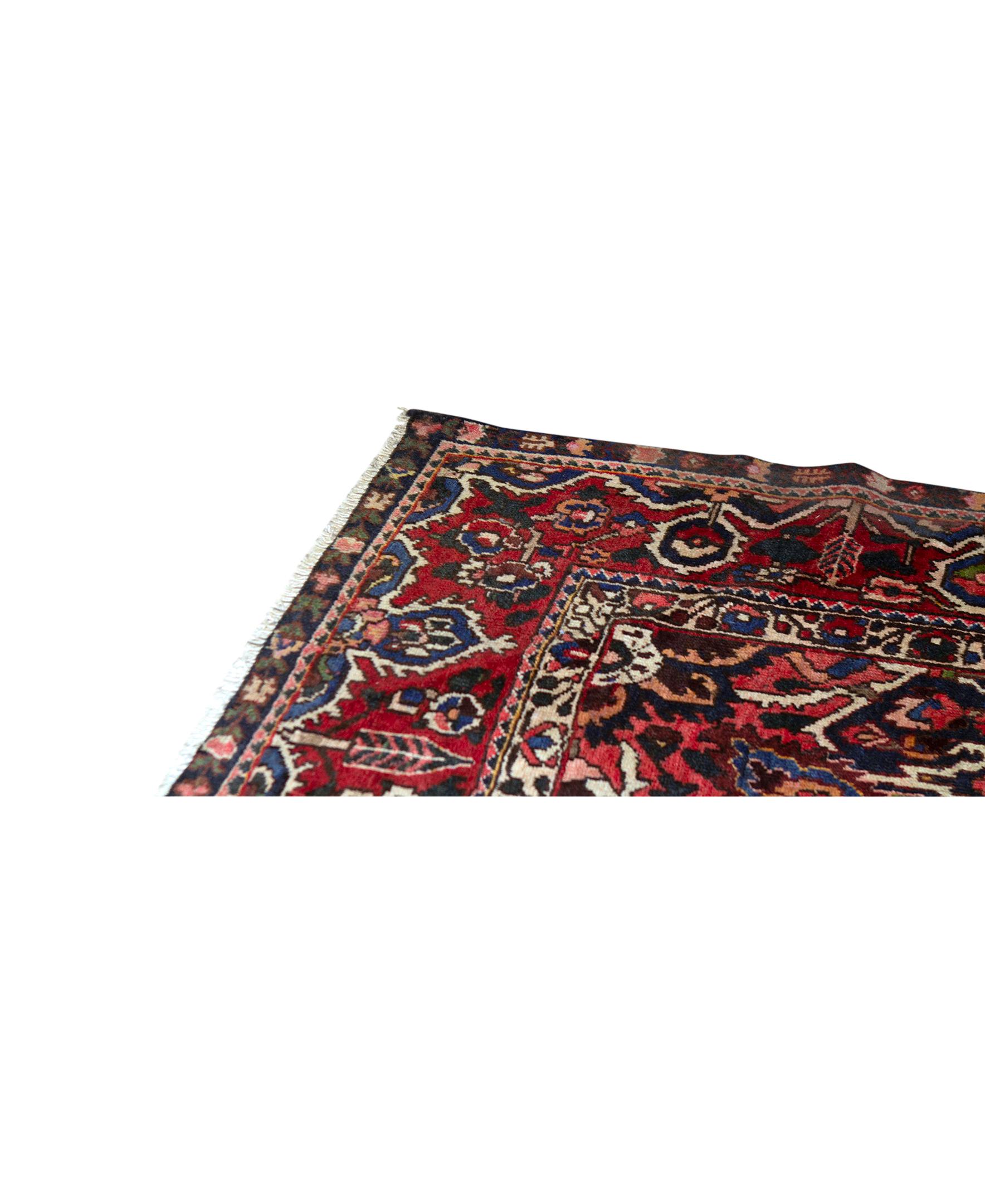 Other Antique Persian fine Traditional Handwoven Luxury Wool Navy / Red Rug For Sale