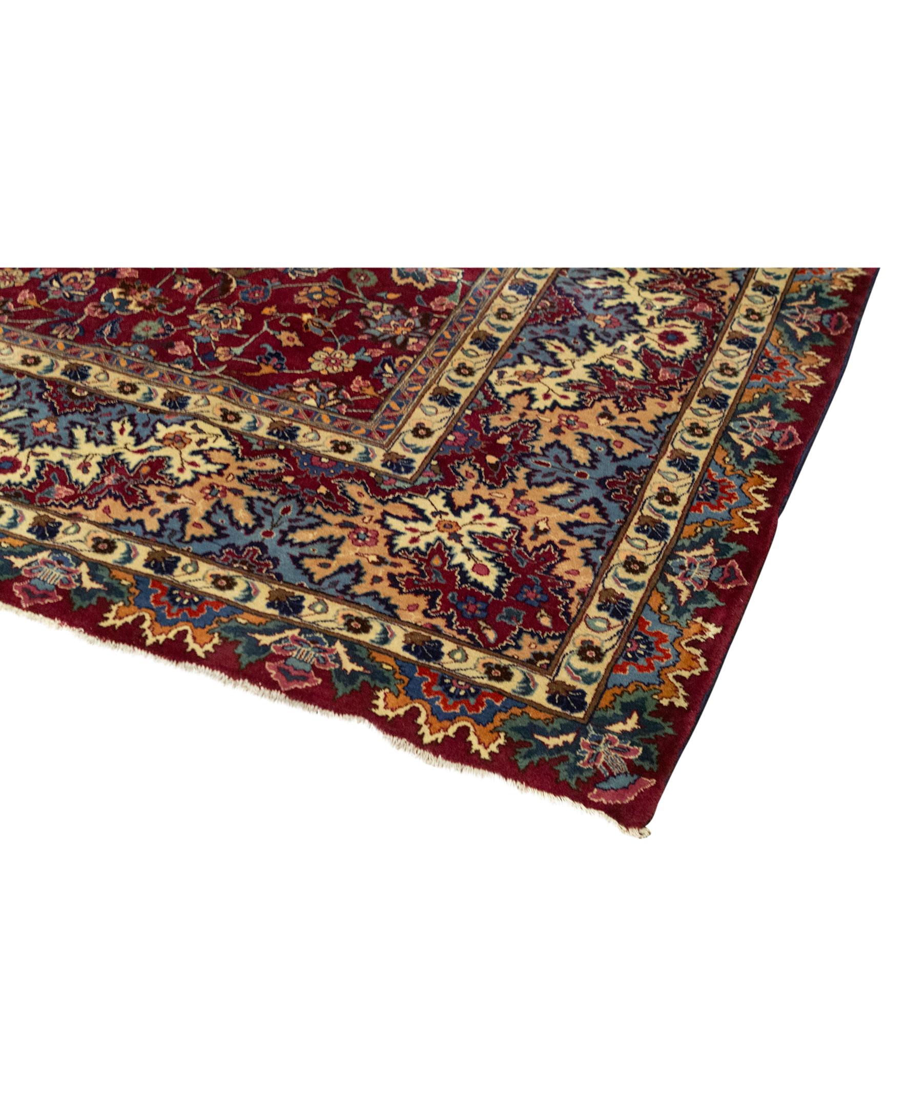 Other Antique Persian fine Traditional Handwoven Luxury Wool Red / Blue Rug For Sale