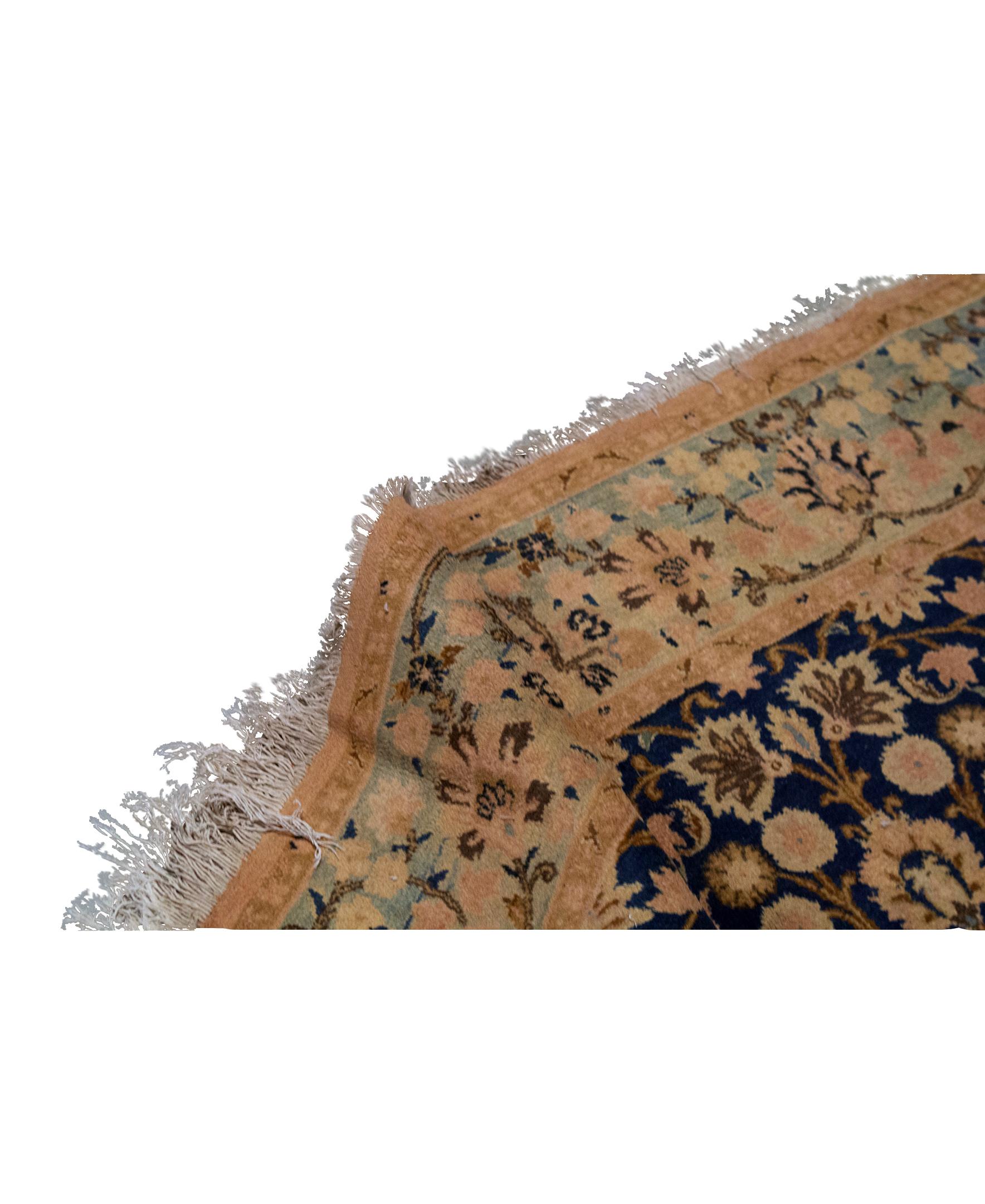 Antiker persischer feiner traditioneller handgewebter luxuriöser Wollteppich Navy (Sonstiges) im Angebot